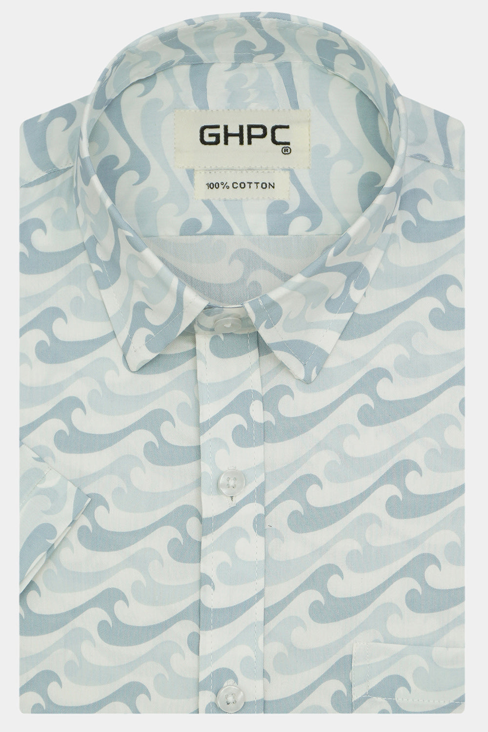 Men's 100% Cotton Printed Half Sleeves Shirt (White)