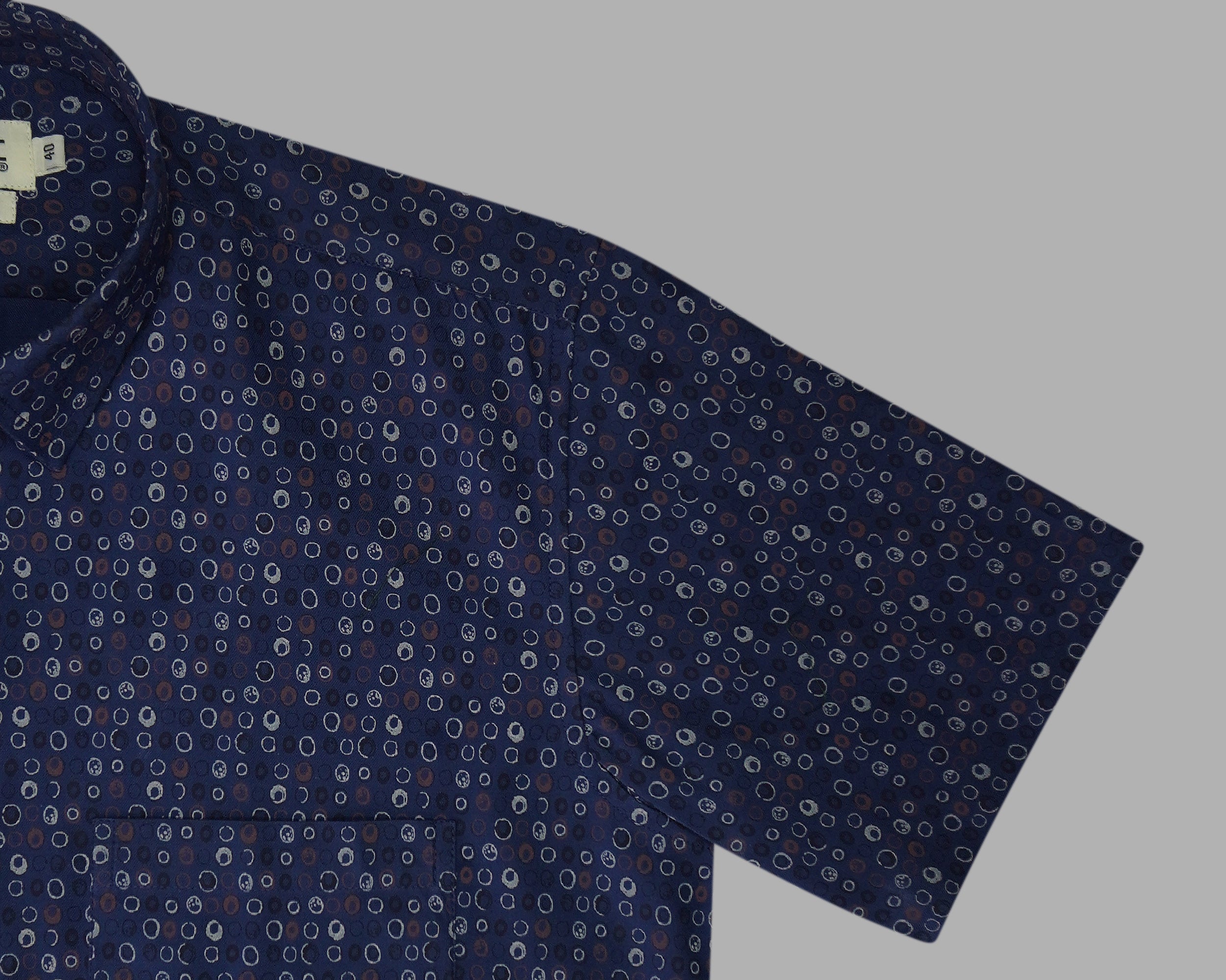 Men's 100% Cotton Printed Half Sleeves Shirt (Navy)