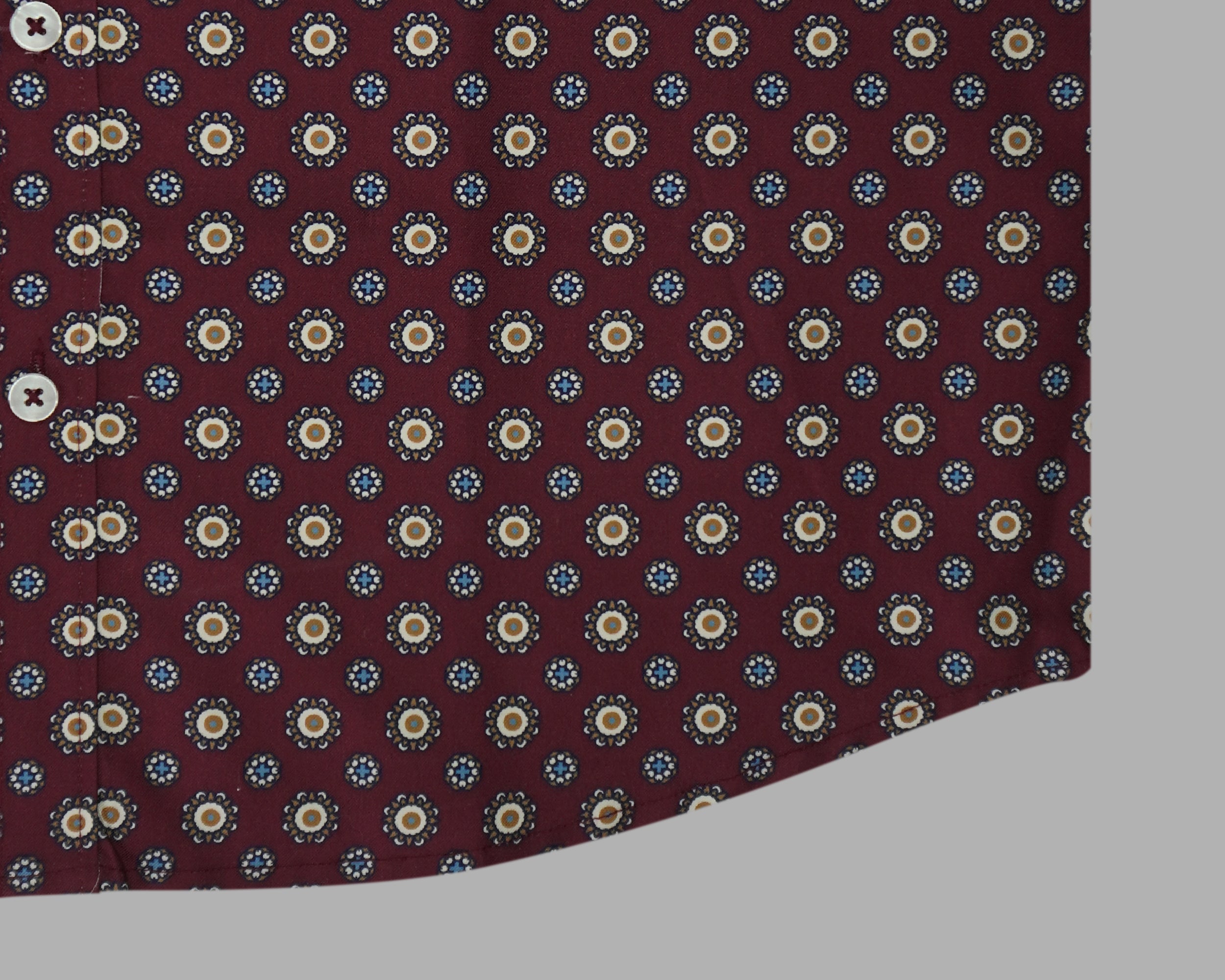 Men's 100% Cotton Printed Half Sleeves Shirt (Maroon)
