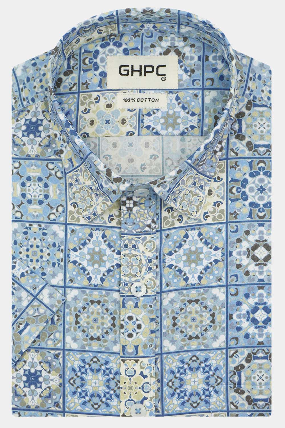 Men's 100% Cotton Printed Half Sleeves Shirt (Multicolor)