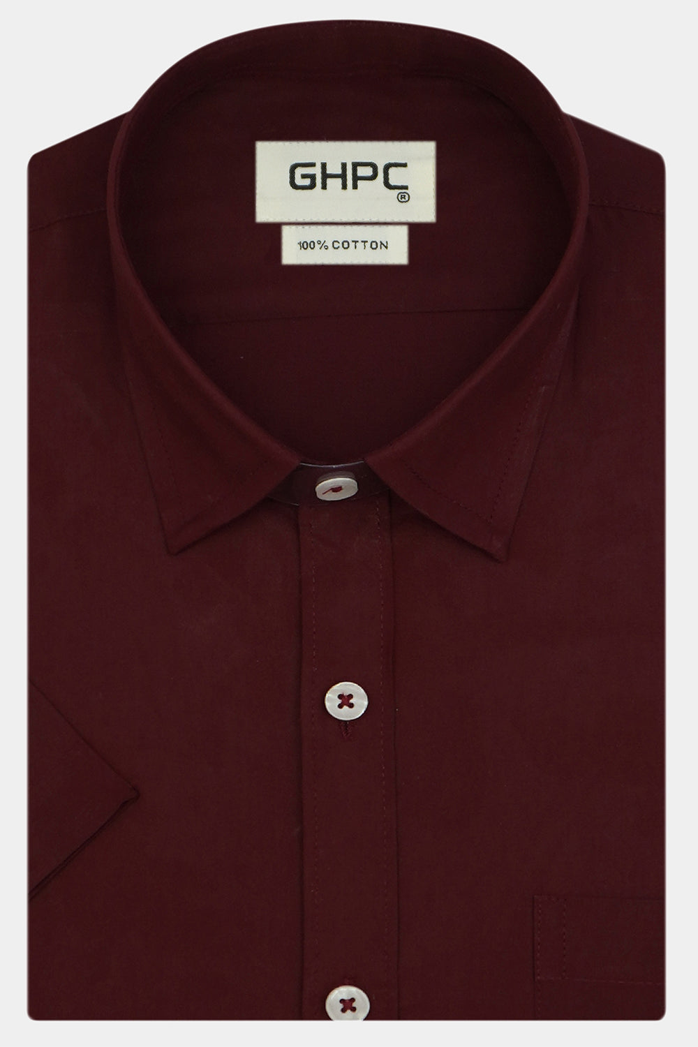 Men's 100% Cotton Plain Solid Half Sleeves Shirt (Maroon)