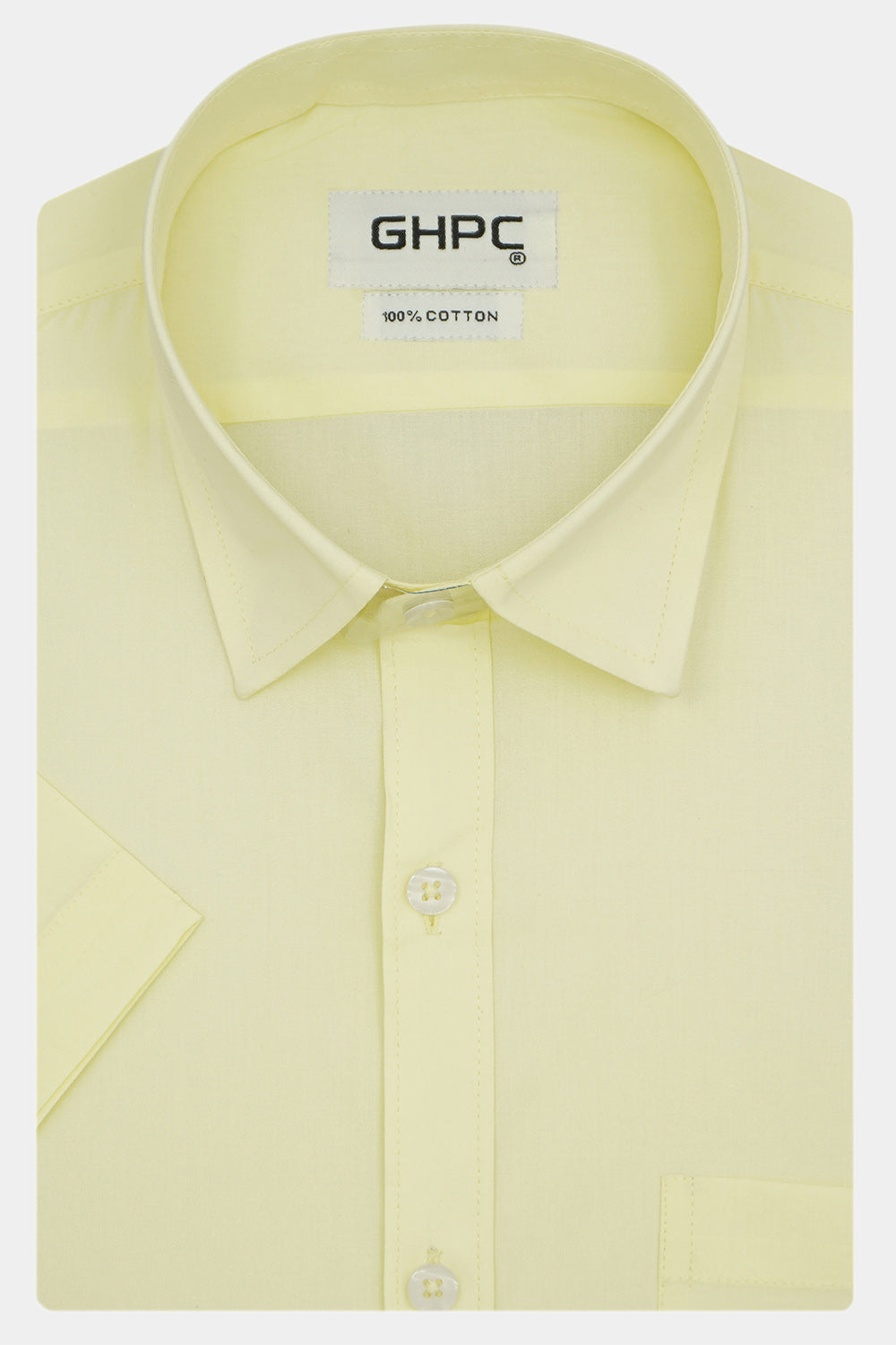 Men's 100% Cotton Plain Solid Half Sleeves Shirt (Yellow)