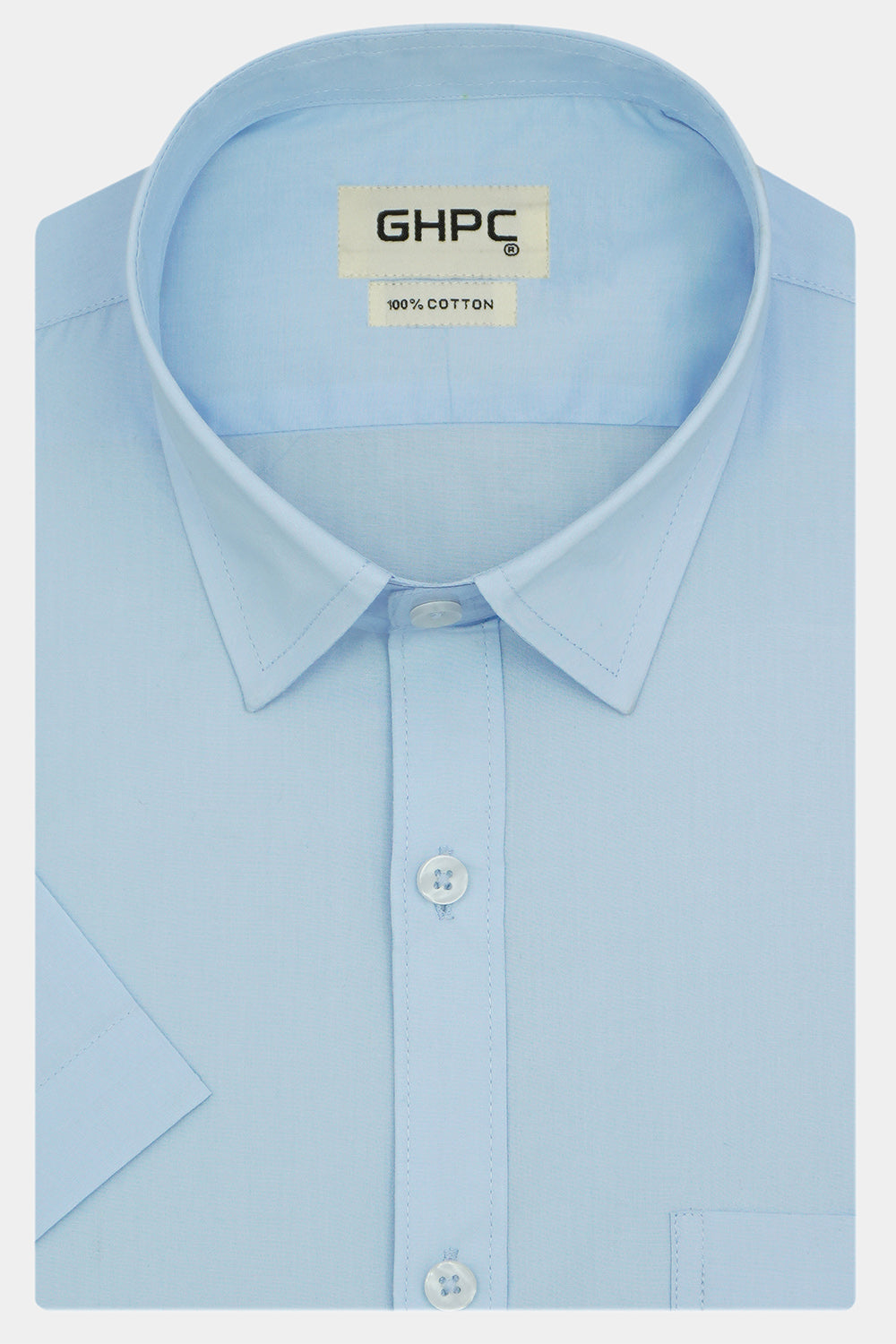Men's 100% Cotton Plain Solid Half Sleeves Shirt (Blue)