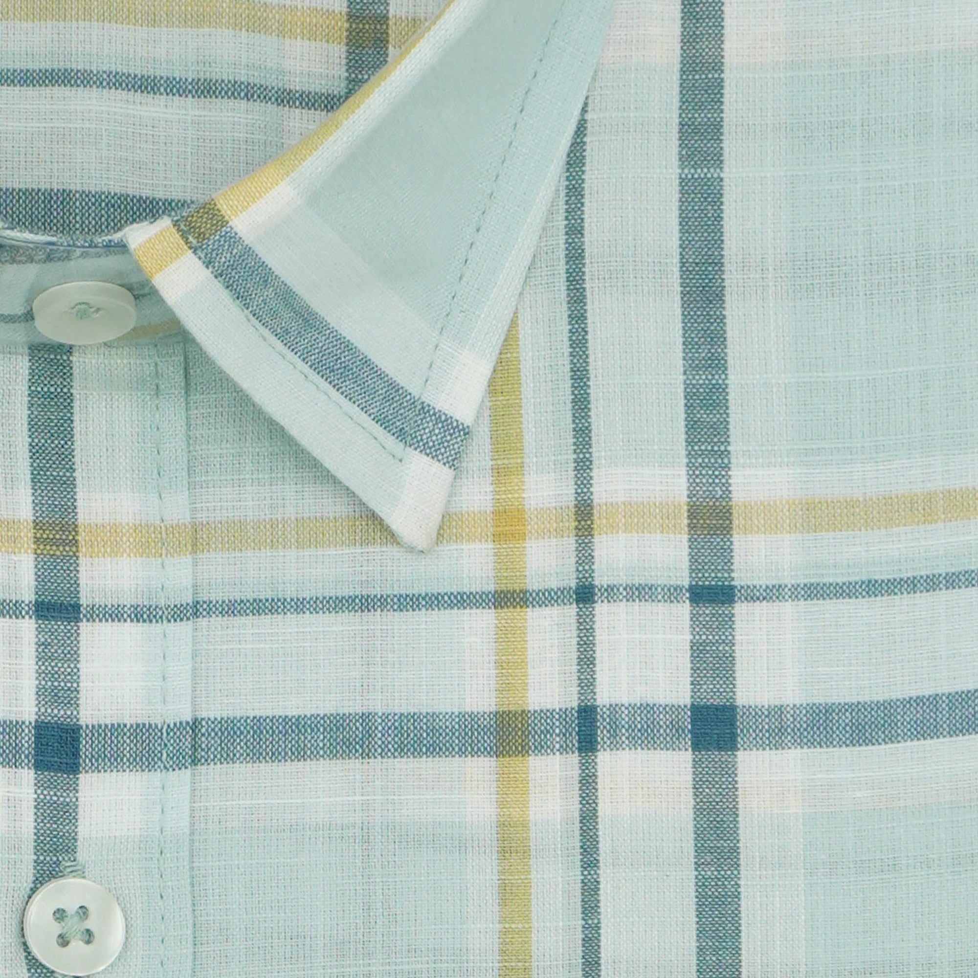 Men's 100% Cotton Checkered Half Sleeves Shirt (Sea Green)