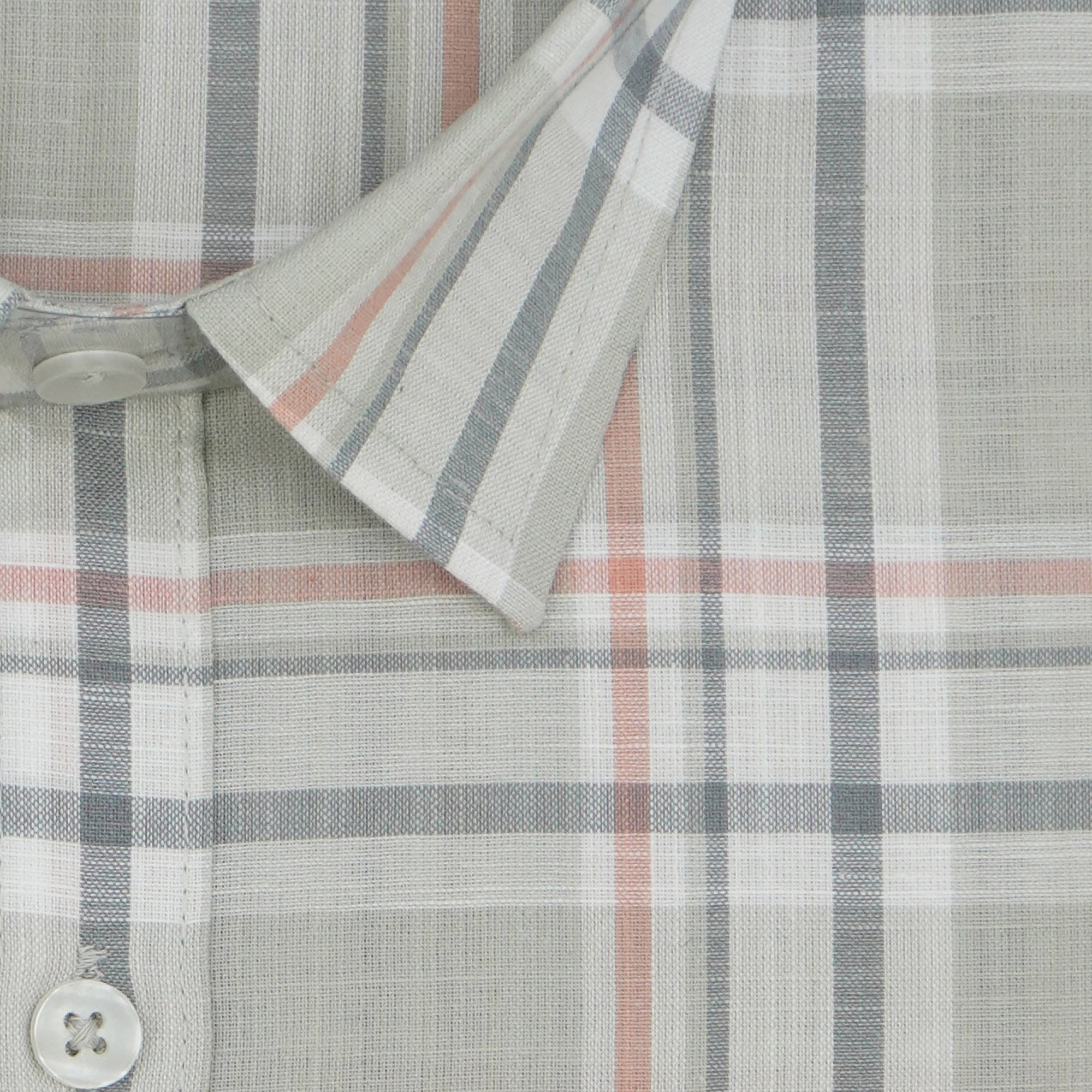 Men's 100% Cotton Checkered Half Sleeves Shirt (Grey)