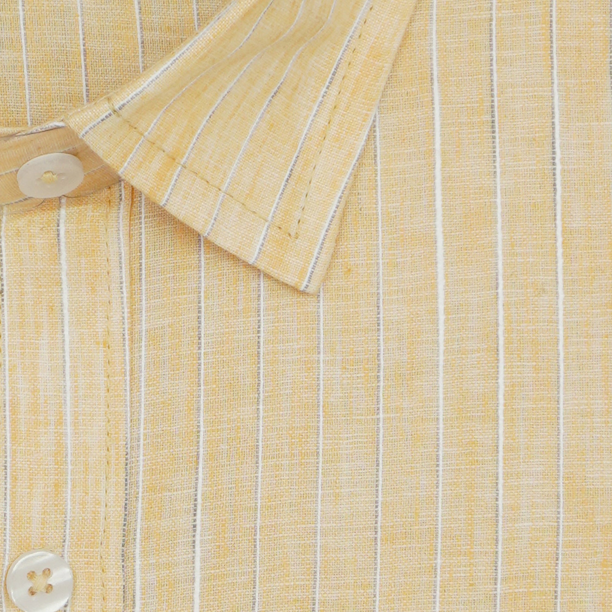 Men's Cotton Linen Striped Half Sleeves Shirt (Orange)