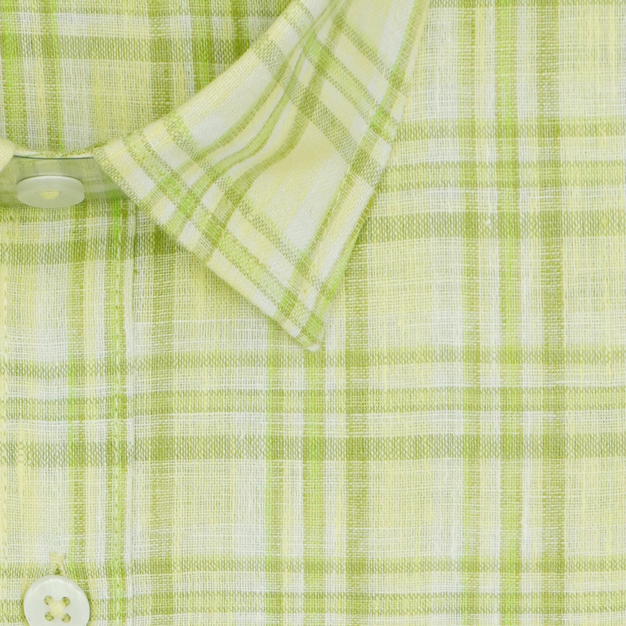 Men's Cotton Linen Checkered Half Sleeves Shirt (Sea Green)