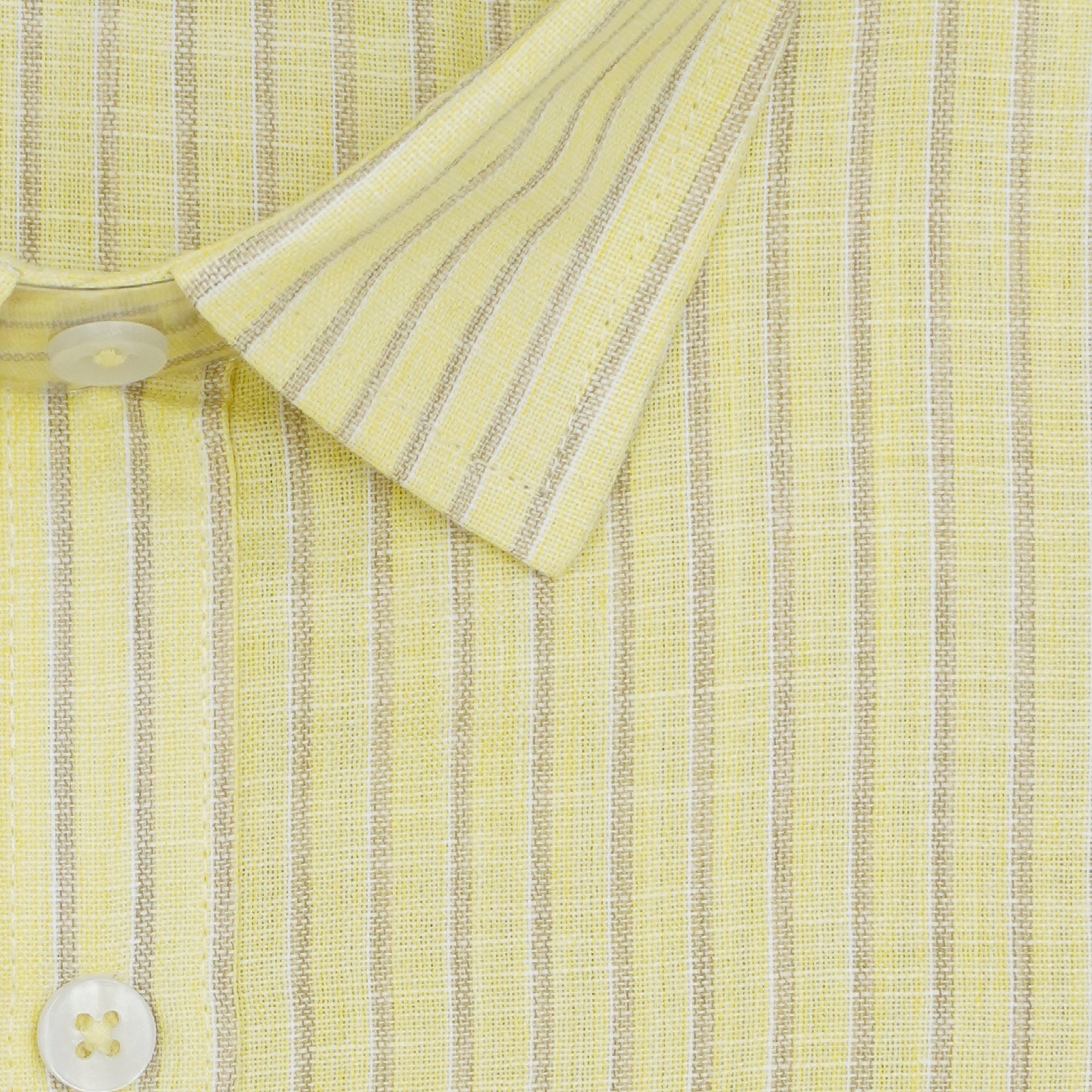 Men's 100% Cotton Striped Half Sleeves Shirt (Yellow)