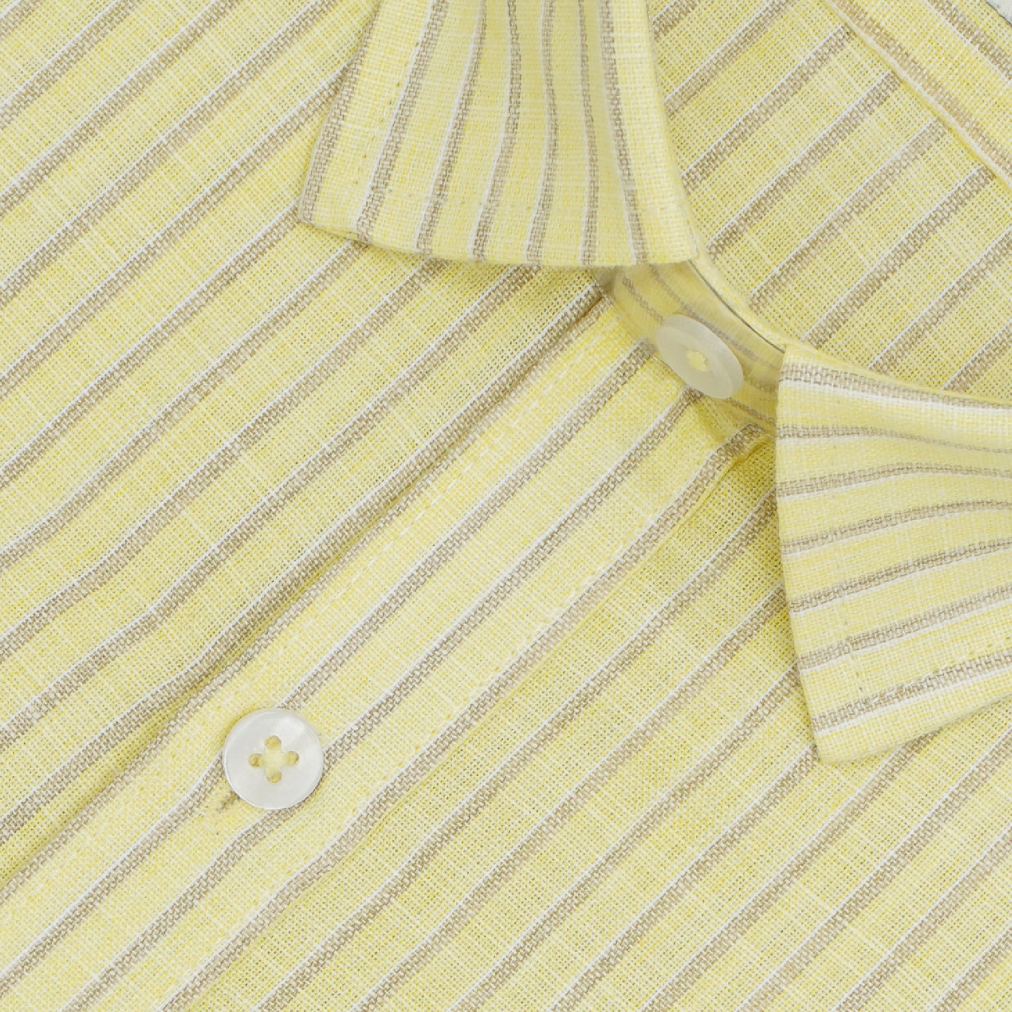 Men's 100% Cotton Striped Half Sleeves Shirt (Yellow)