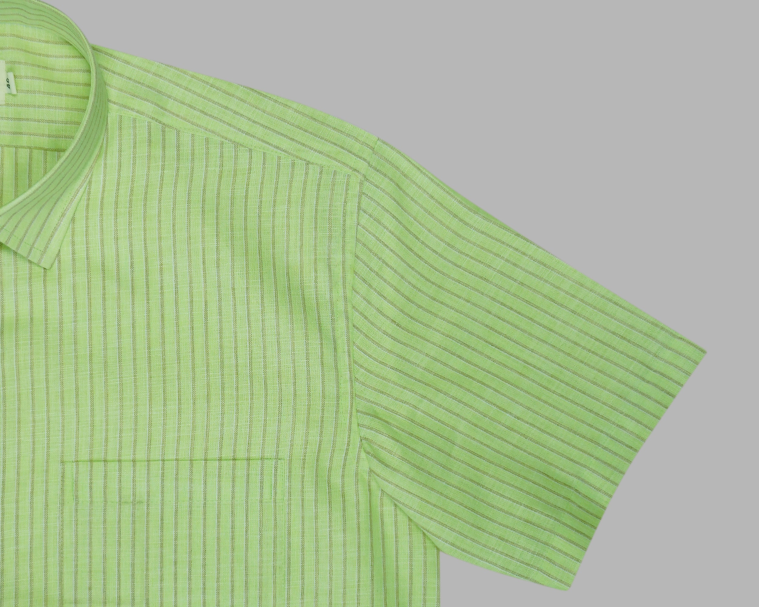 Men's 100% Cotton Striped Half Sleeves Shirt (Sea Green)