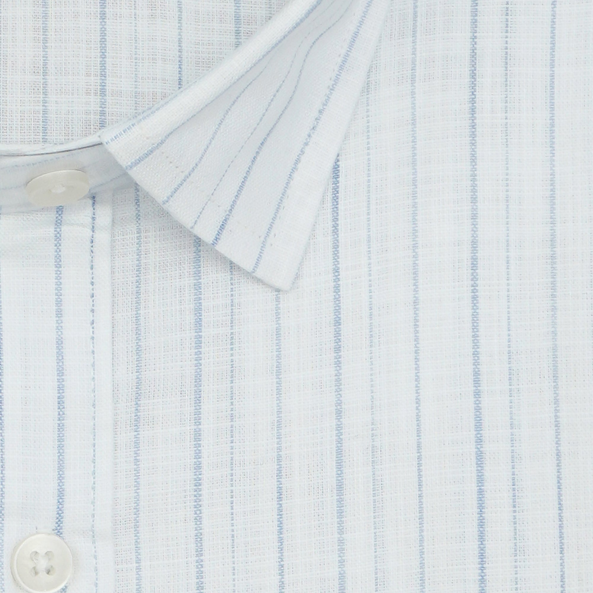 Men's Cotton Linen Striped Half Sleeves Shirt (Blue)
