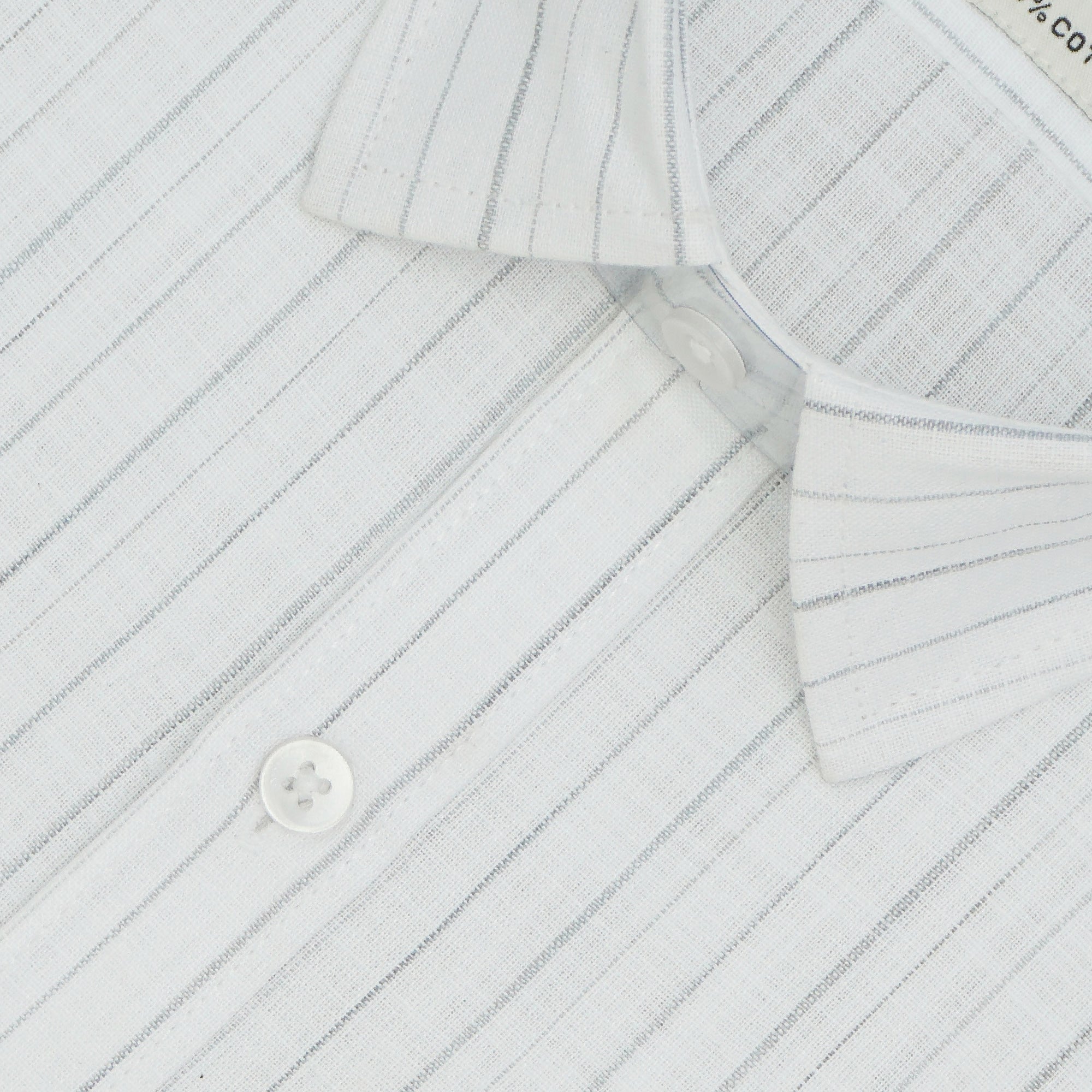 Men's Cotton Linen Striped Half Sleeves Shirts (Grey)