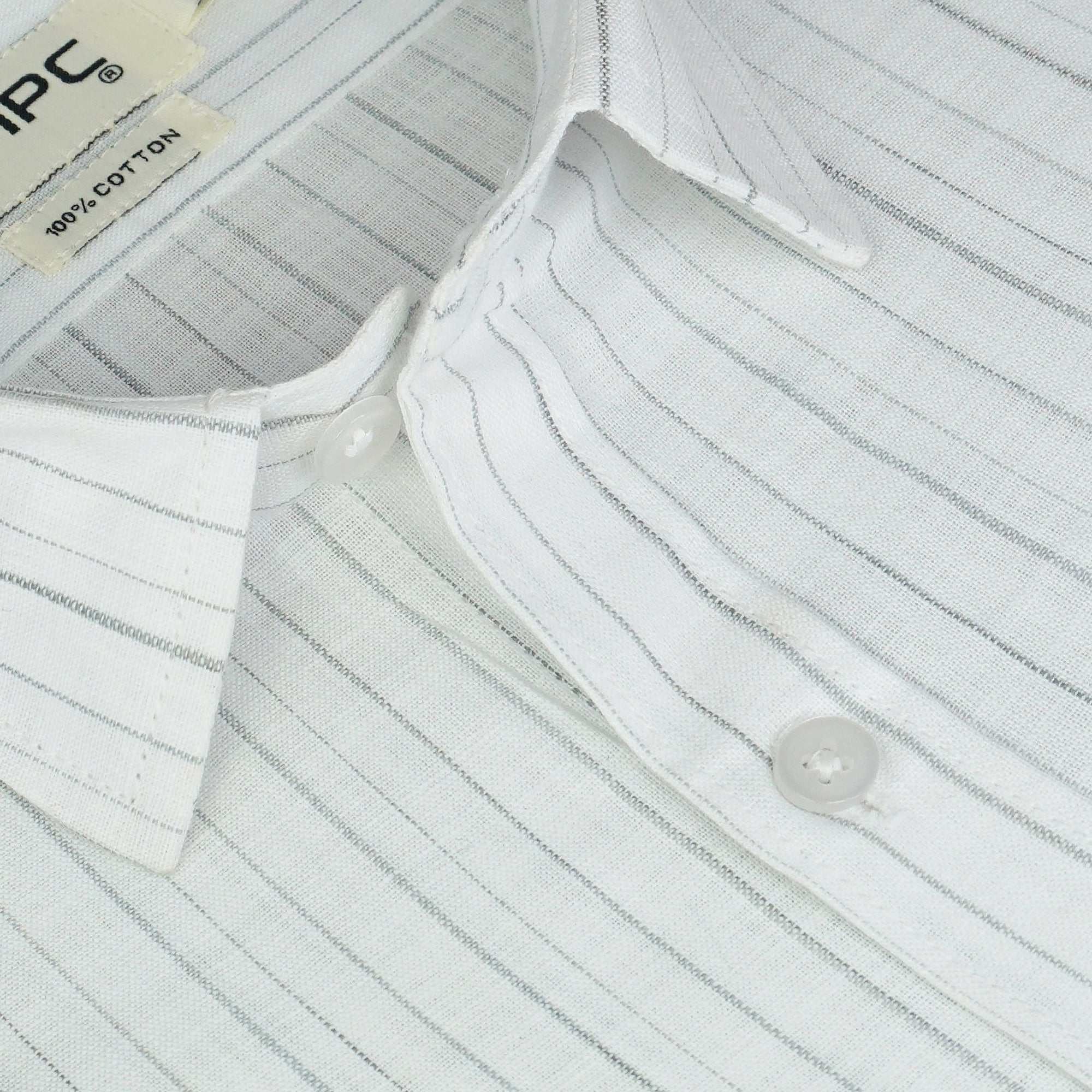 Men's Cotton Linen Striped Half Sleeves Shirts (Grey)