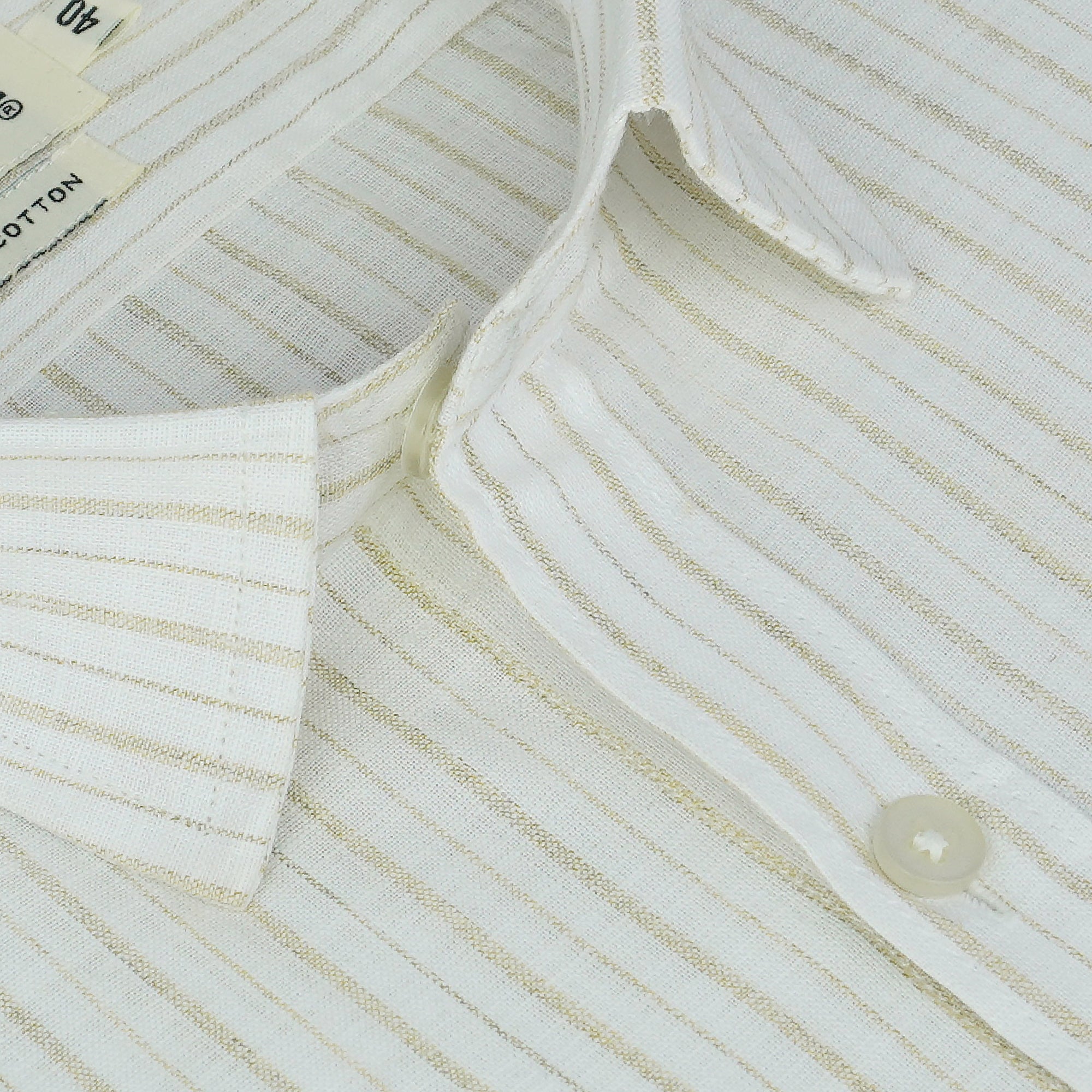 Men's 100% Cotton Striped Half Sleeves Shirt (Khaki)