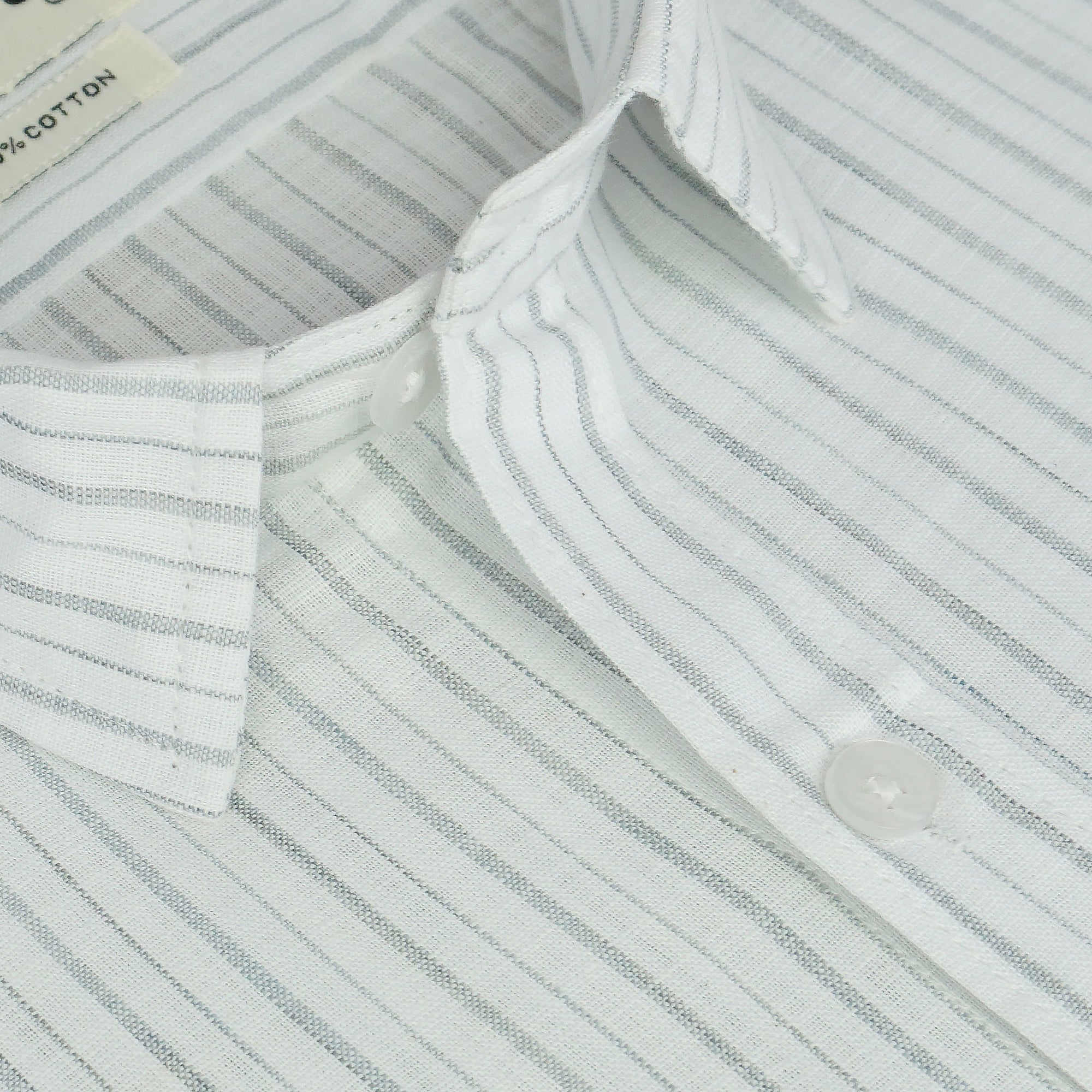 Men's 100% Cotton Striped Half Sleeves Shirt (Grey)