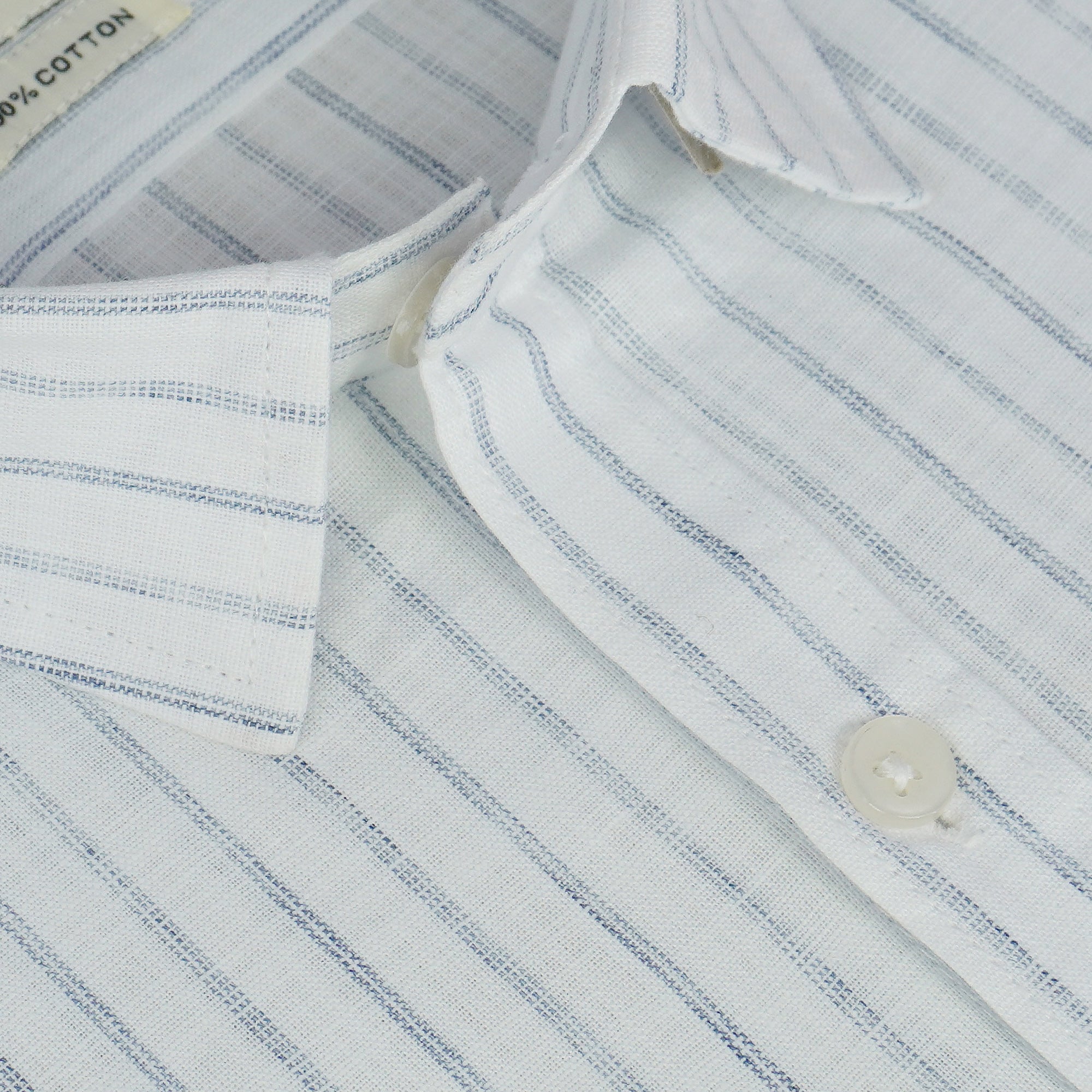 Men's 100% Cotton Striped Half Sleeves Shirt (Blue)