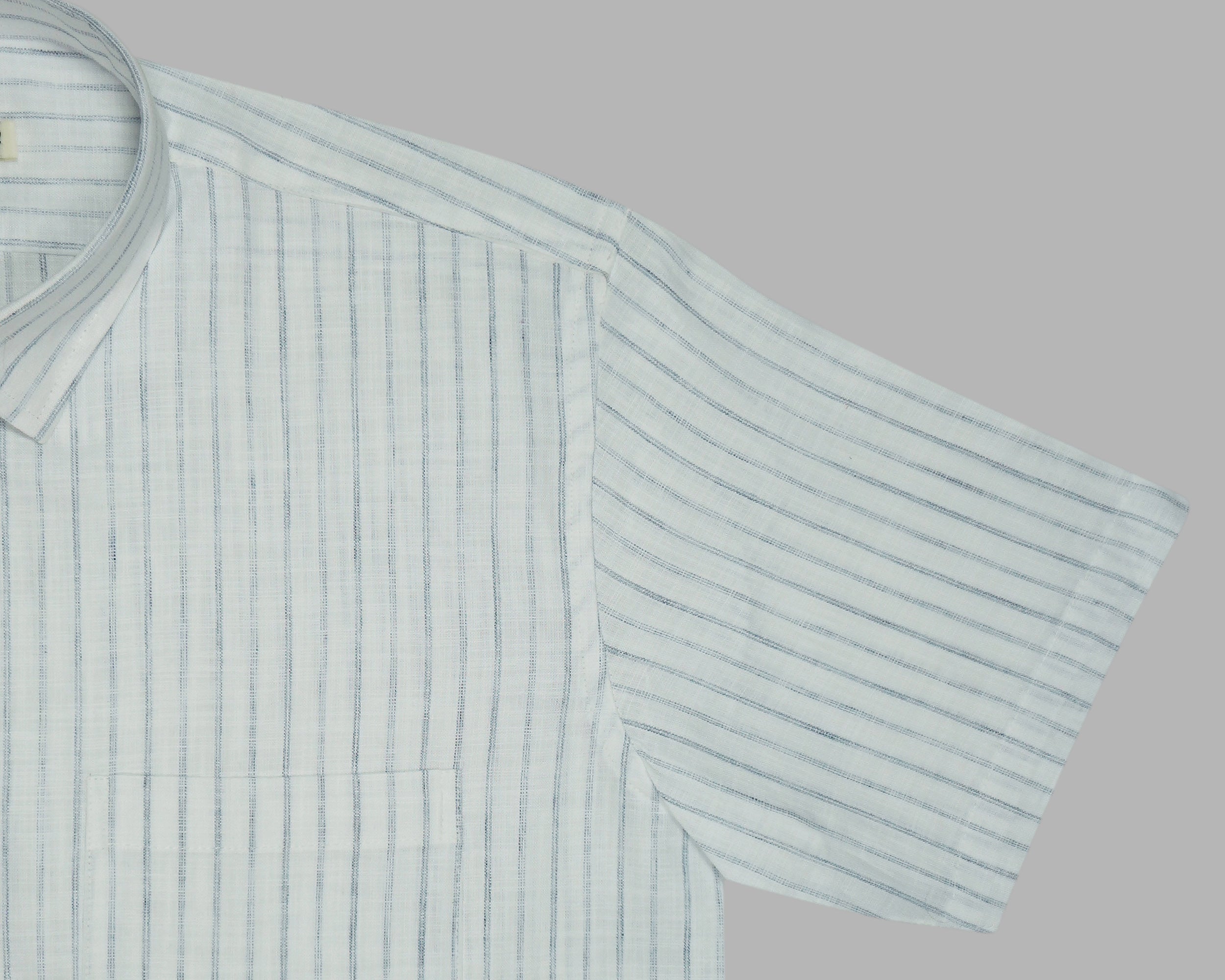 Men's 100% Cotton Striped Half Sleeves Shirt (Blue)