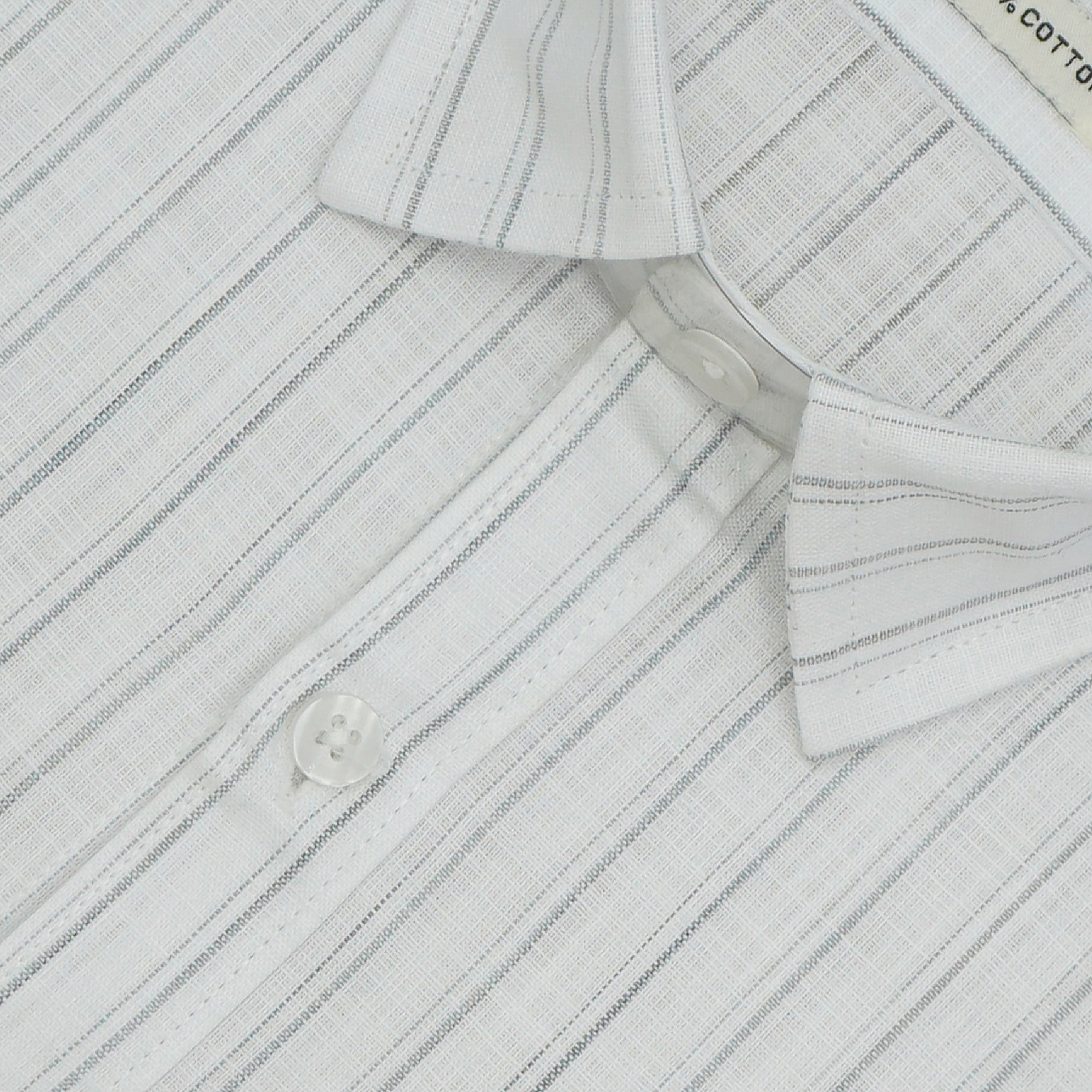 Men's 100% Cotton Striped Half Sleeves Shirt (Grey)