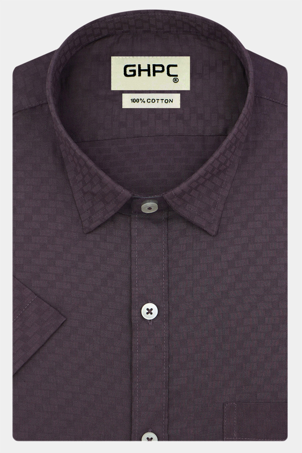 Men's 100% Cotton Self Design Half Sleeves Shirt (Wine)