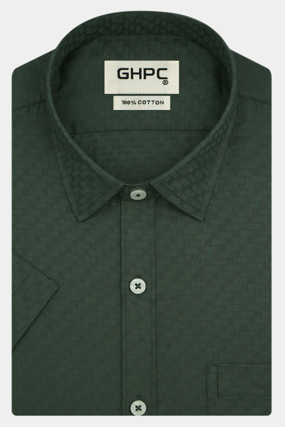 Men's 100% Cotton Geometric Printed Half Sleeves Shirt (Grey)