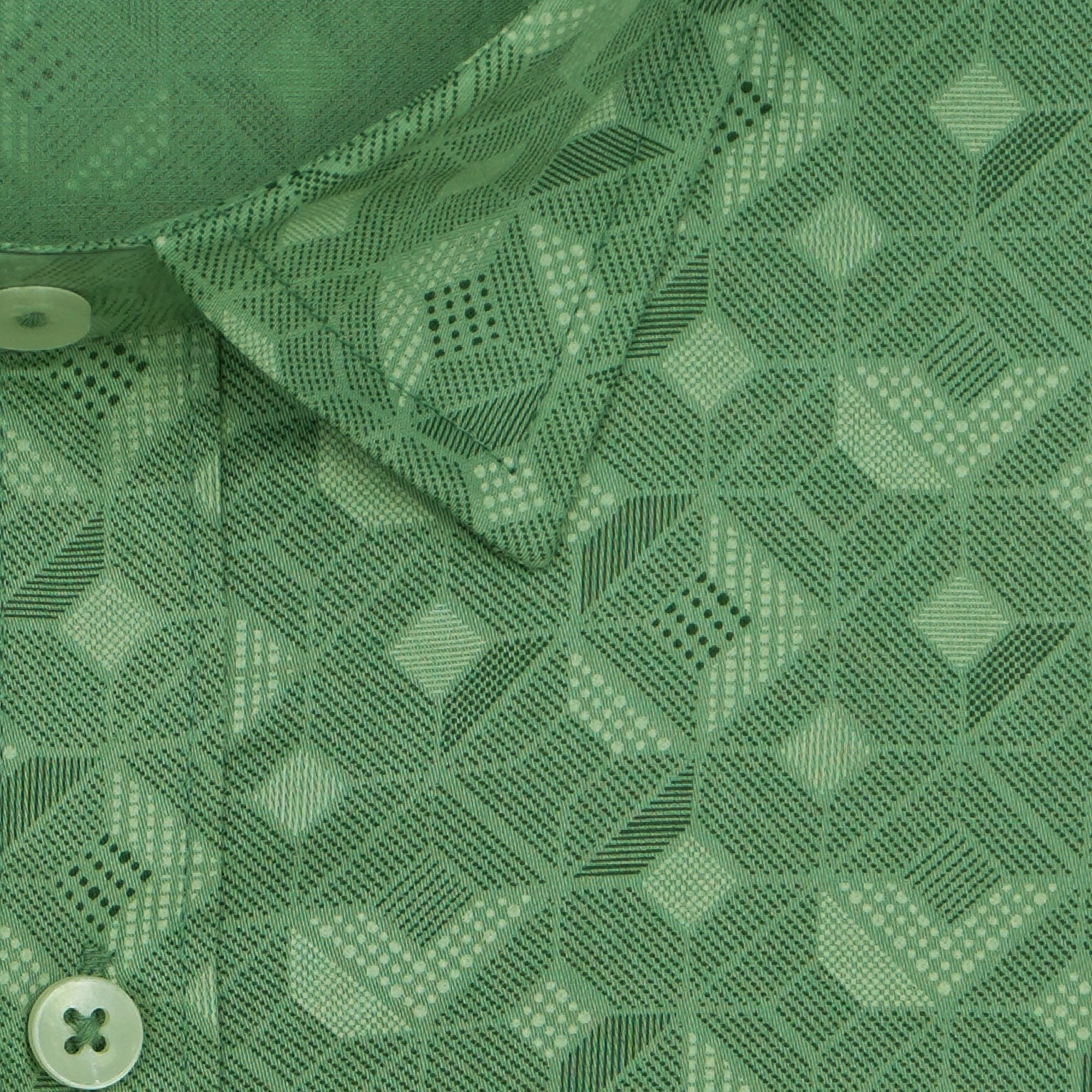 Men's 100% Cotton Geometric Printed Half Sleeves Shirt (Green)