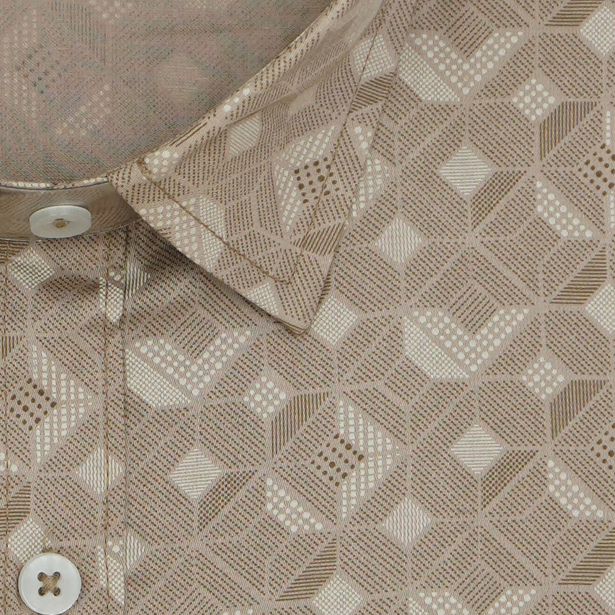 Men's 100% Cotton Geometric Printed Half Sleeves Shirt (Brown)