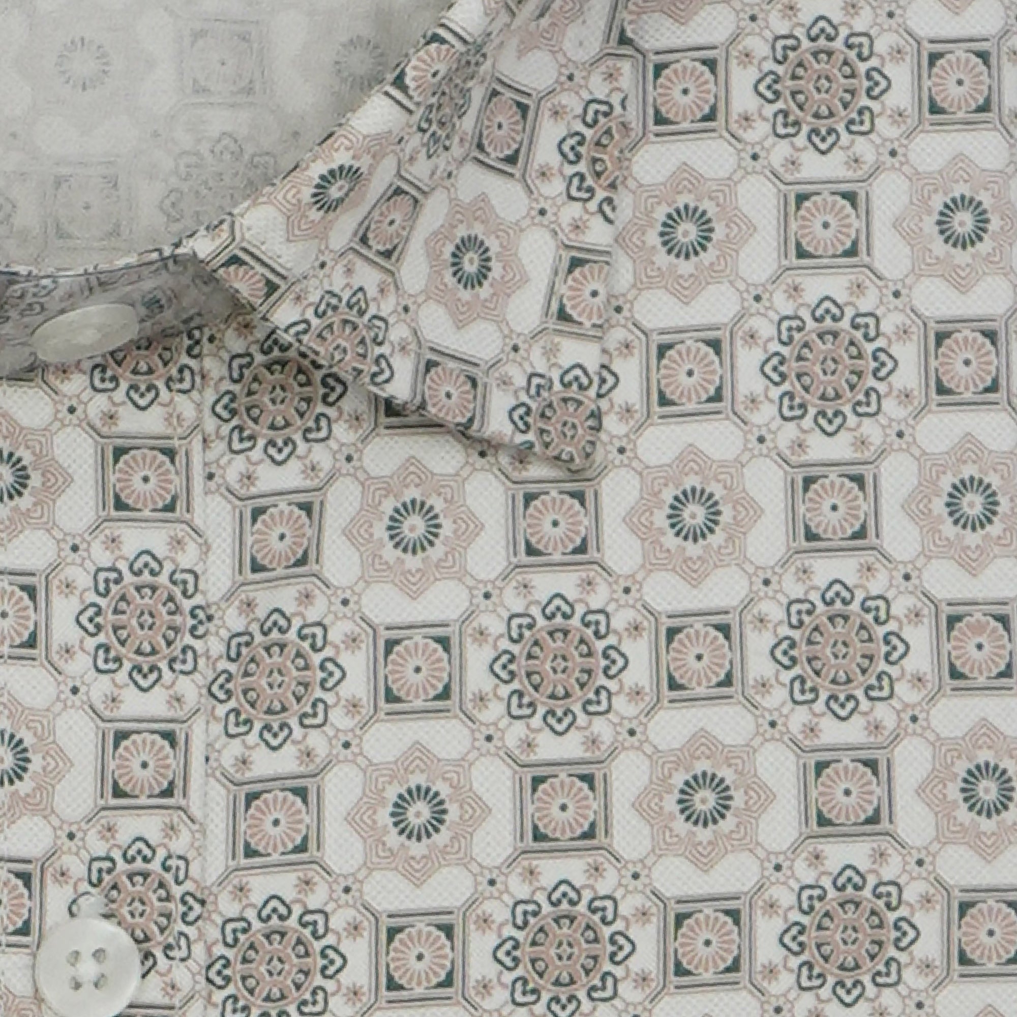 Men's 100% Cotton Geometric Printed Half Sleeves Shirt (Brown)