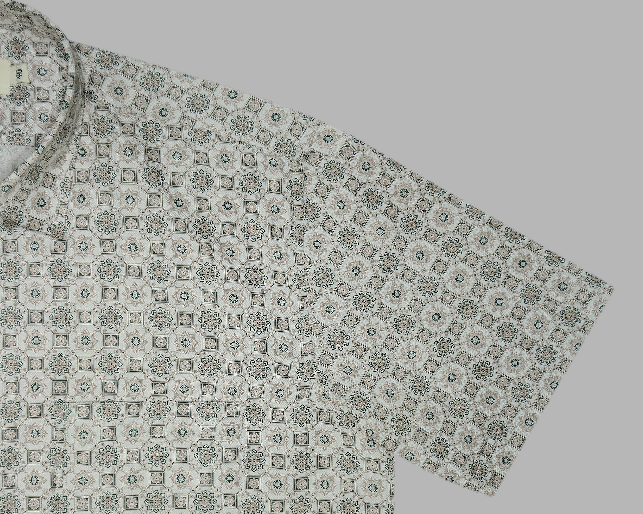 Men's 100% Cotton Geometric Printed Half Sleeves Shirt (Brown)