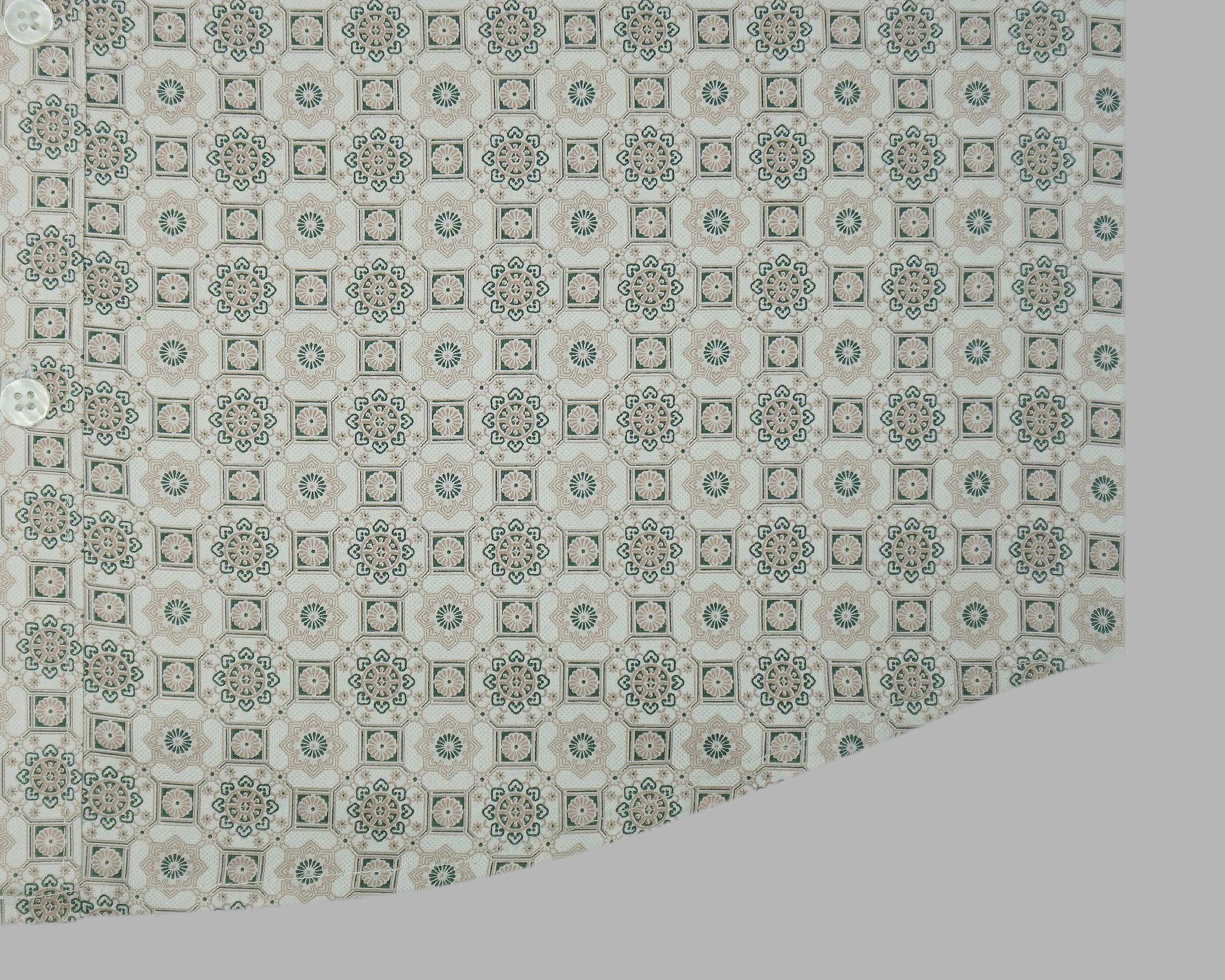 Men's 100% Cotton Geometric Printed Half Sleeves Shirt (Brown)