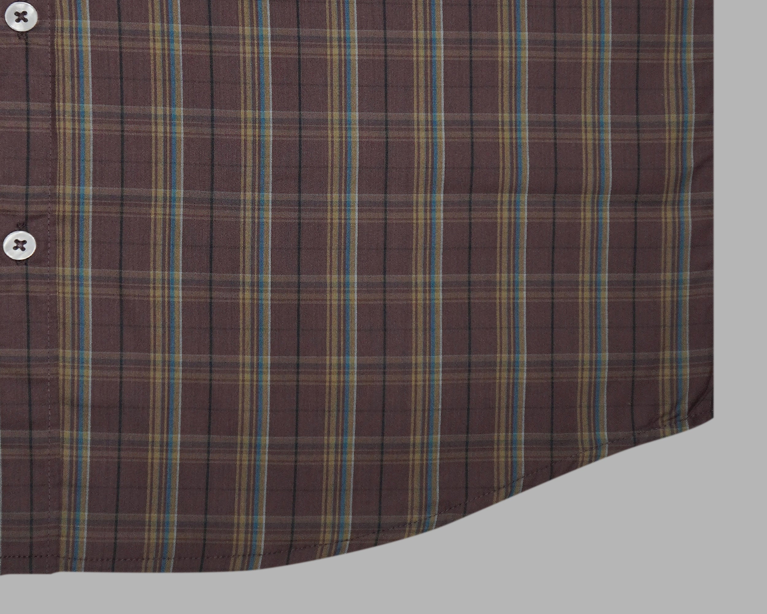 Men's 100% Cotton Checkered Half Sleeves Shirt (Brown)