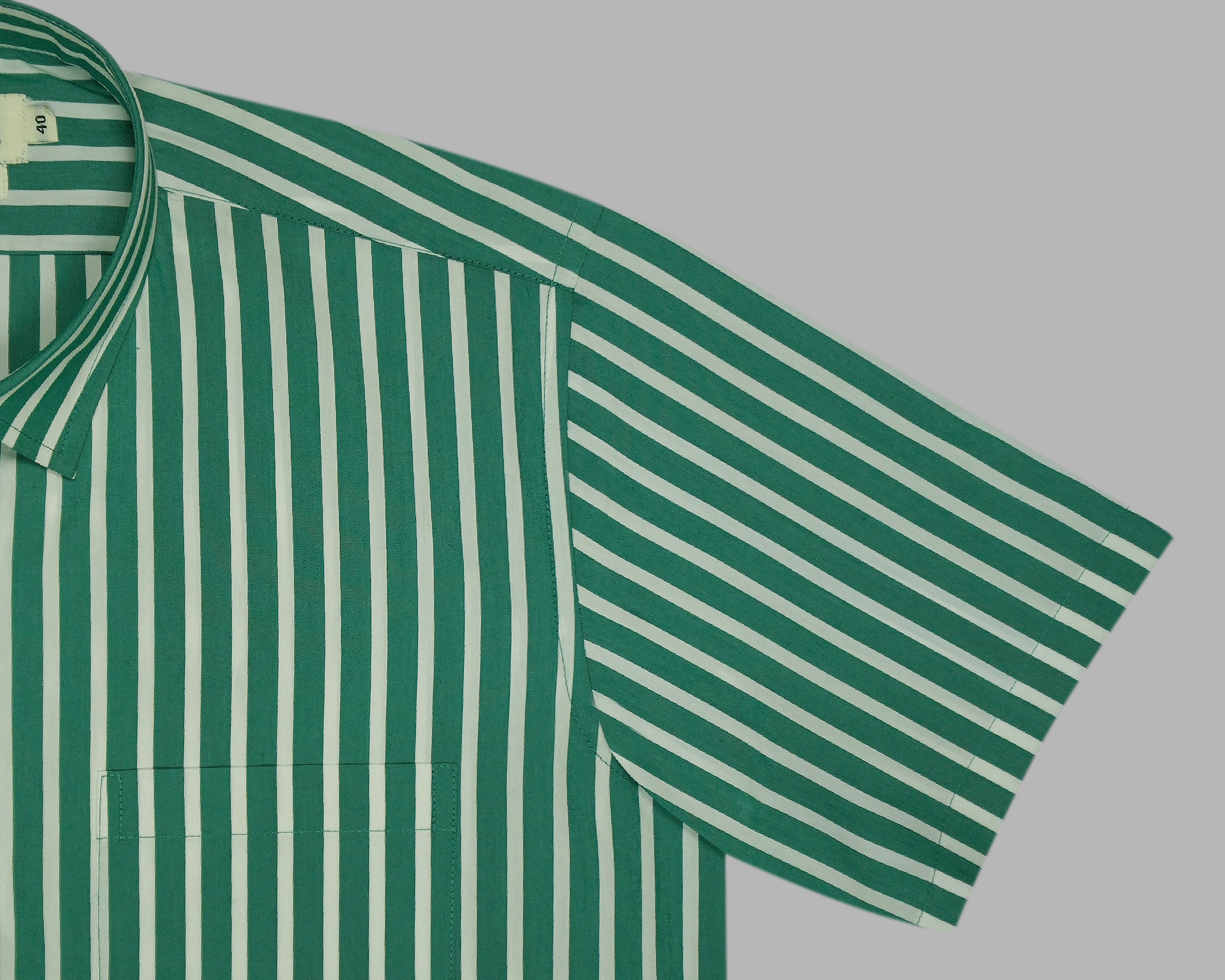 Men's 100% Cotton Striped Half Sleeves Shirts (Green)