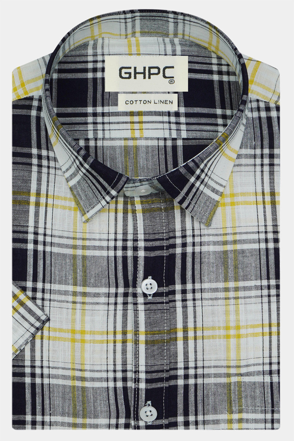 Men's Cotton Linen Checkered Half Sleeves Shirts (Multicolor)