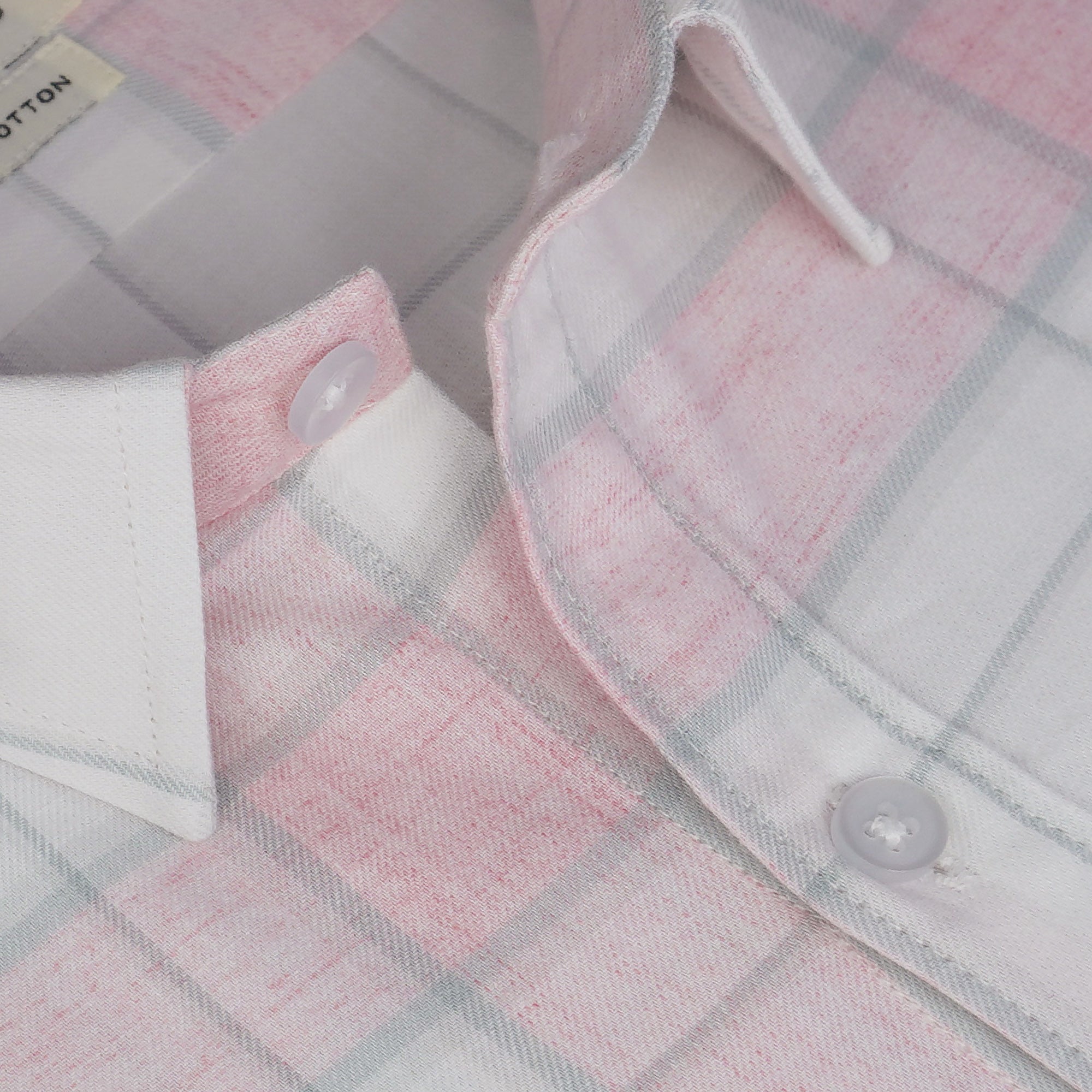 Men's Cotton Linen Checkered Half Sleeves Shirts (Pink)