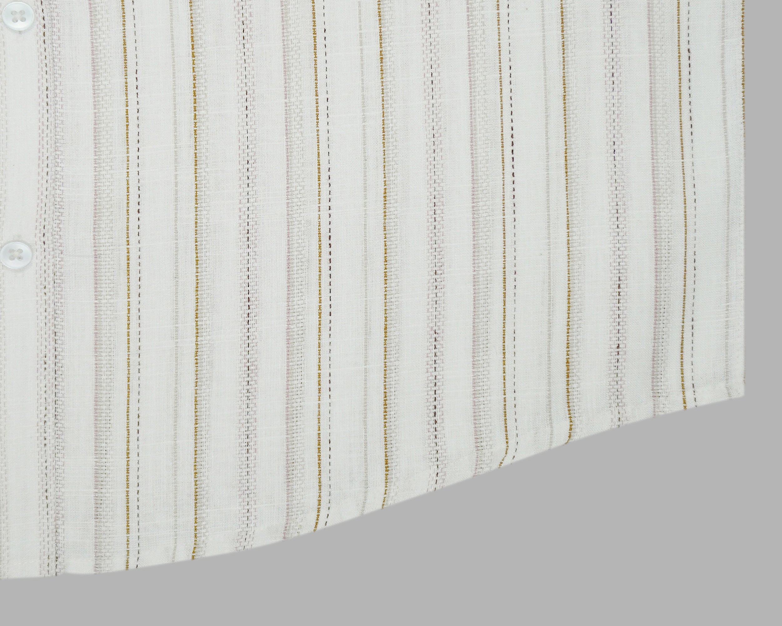 Men's Cotton Linen Striped Half Sleeves Shirts (Khaki)