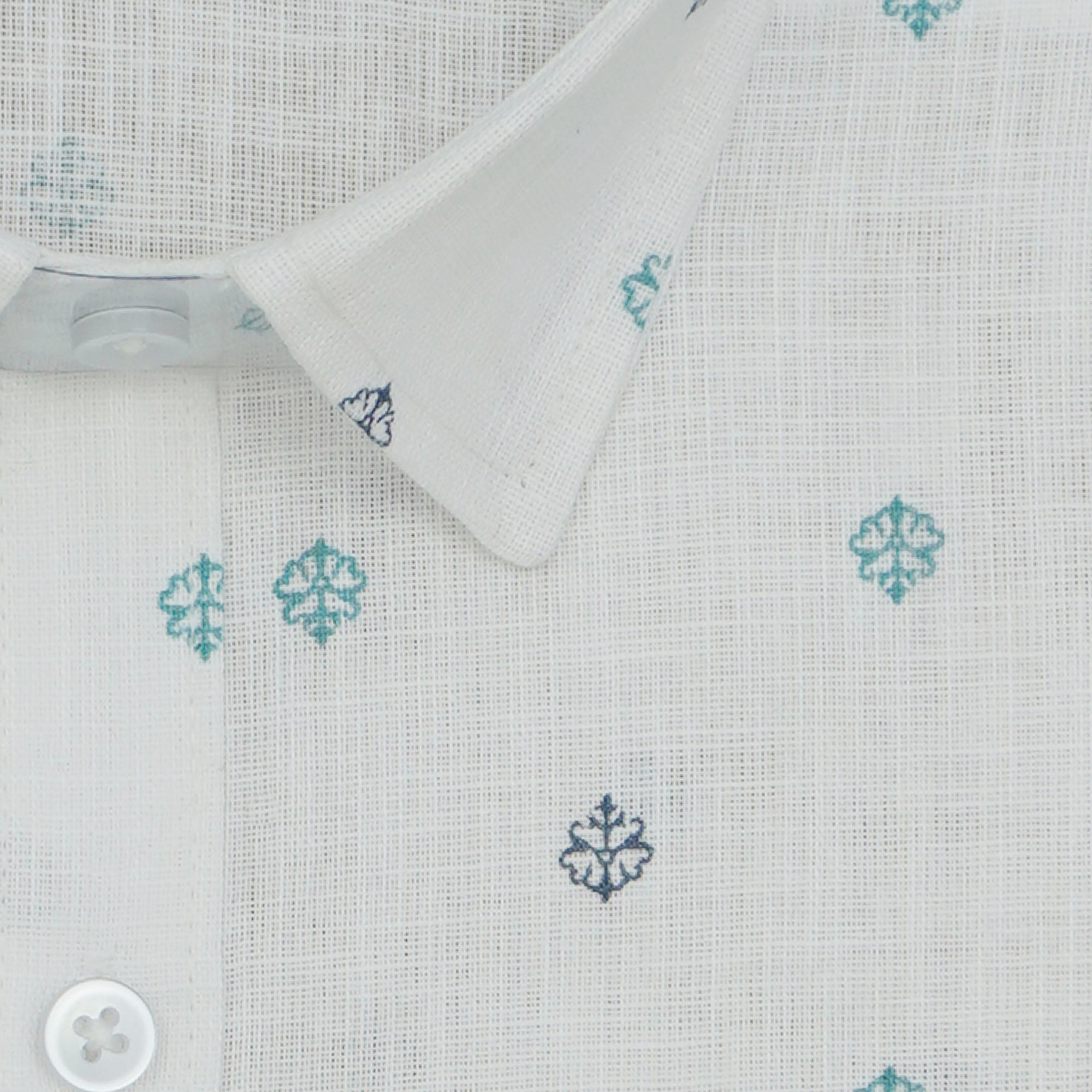Men's Cotton Linen Printed Half Sleeves Shirts (Green)