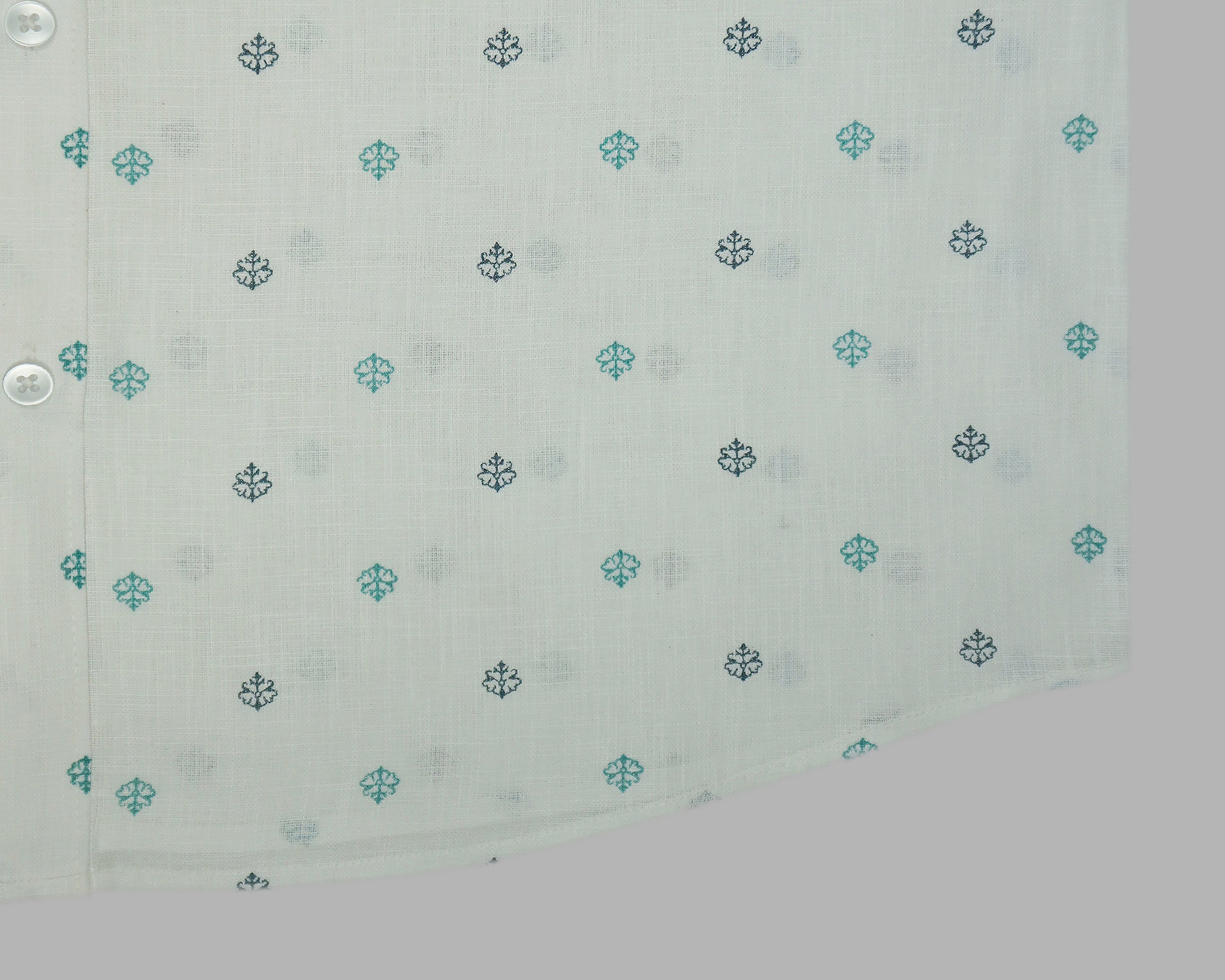 Men's Cotton Linen Printed Half Sleeves Shirts (Green)