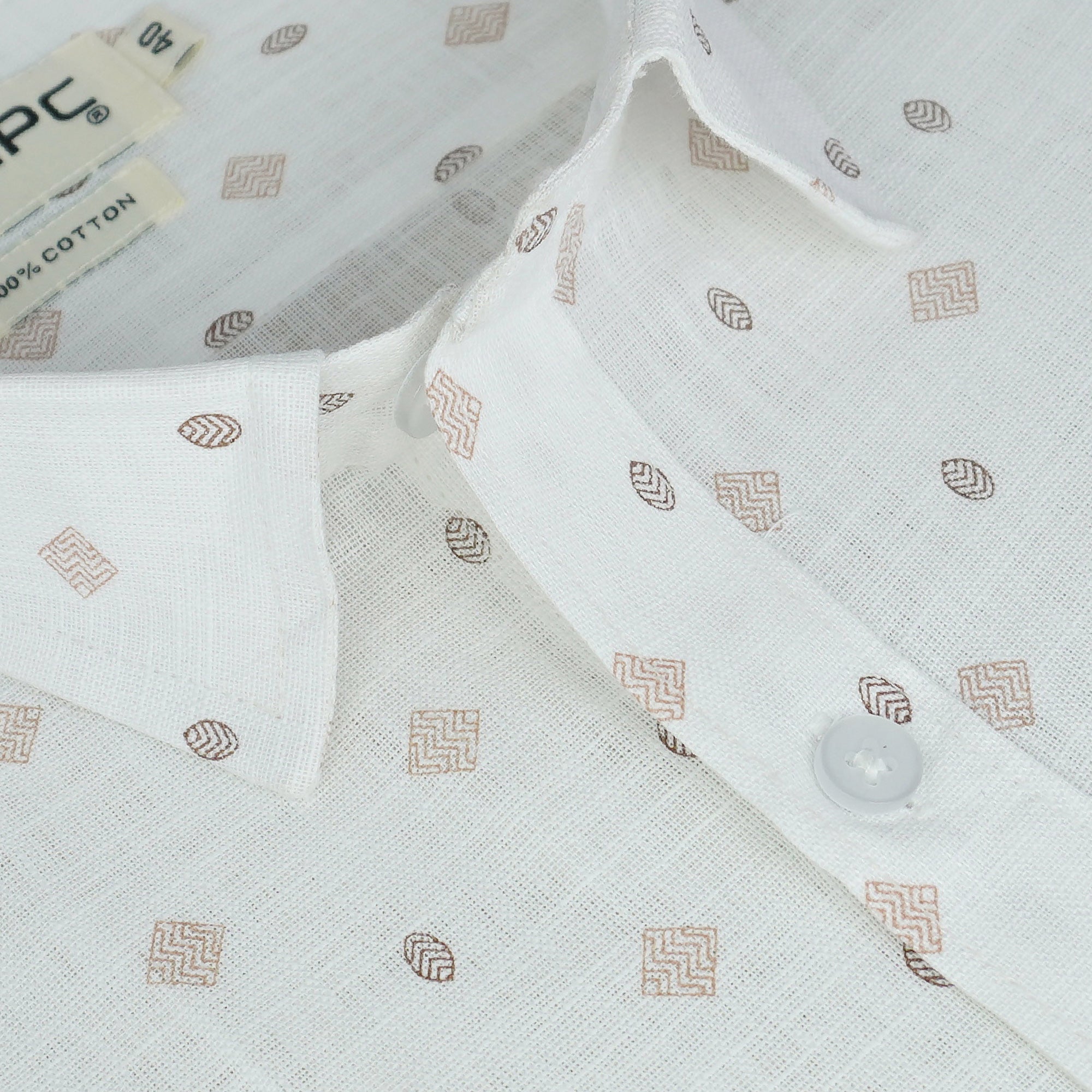 Men's Cotton Linen Printed Half Sleeves Shirts (Brown)
