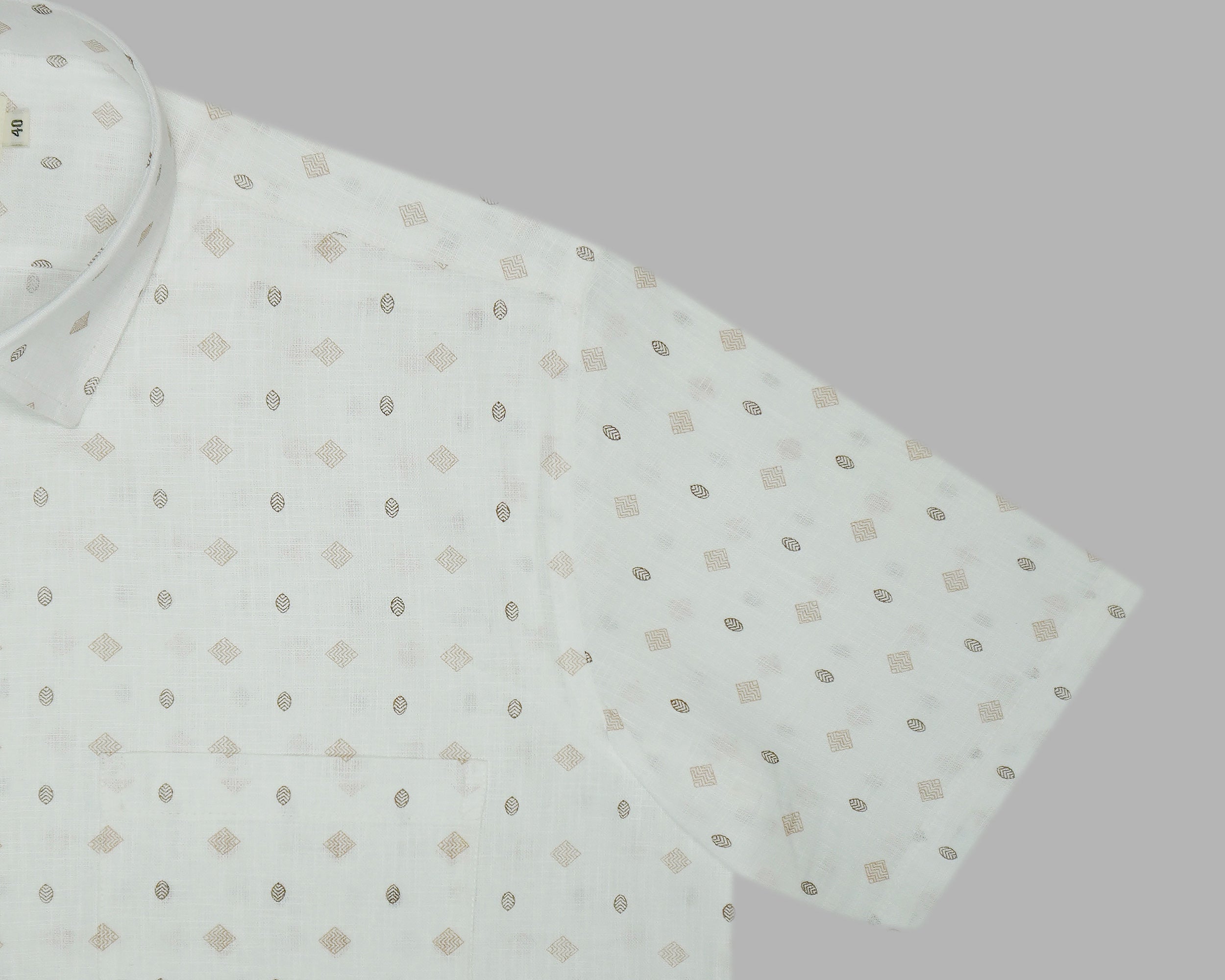 Men's Cotton Linen Printed Half Sleeves Shirts (Brown)