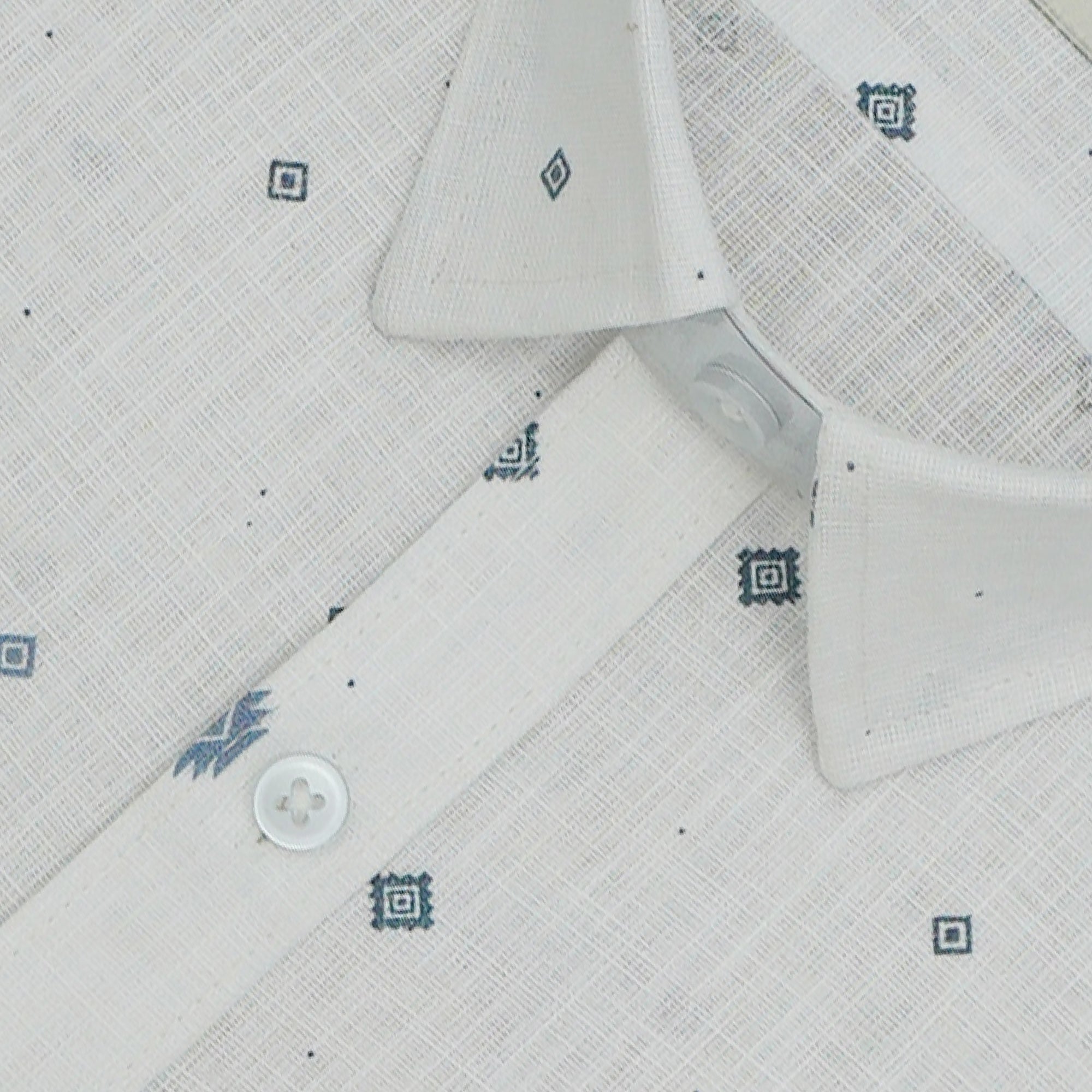 Men's Cotton Linen Printed Half Sleeves Shirts (Blue)