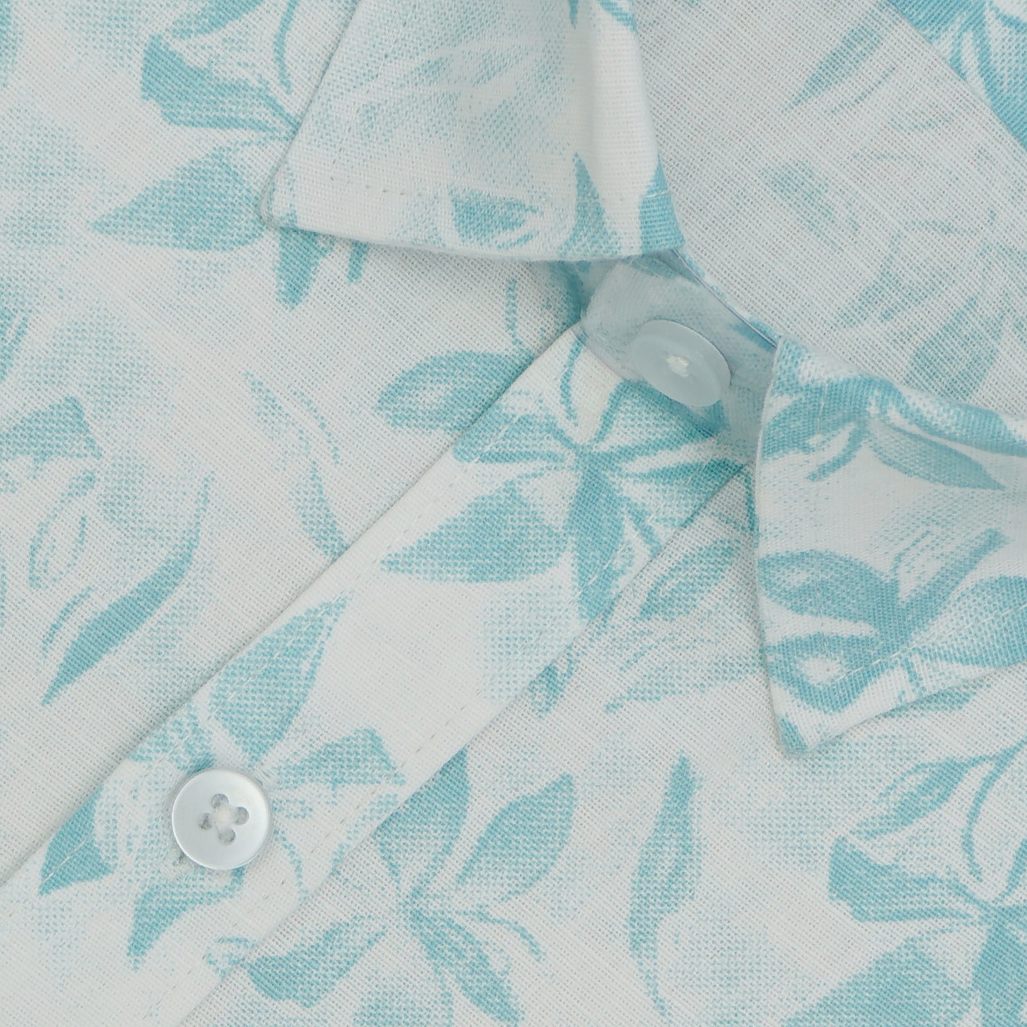 Men's Cotton Linen Printed Half Sleeves Shirts (Sea green)