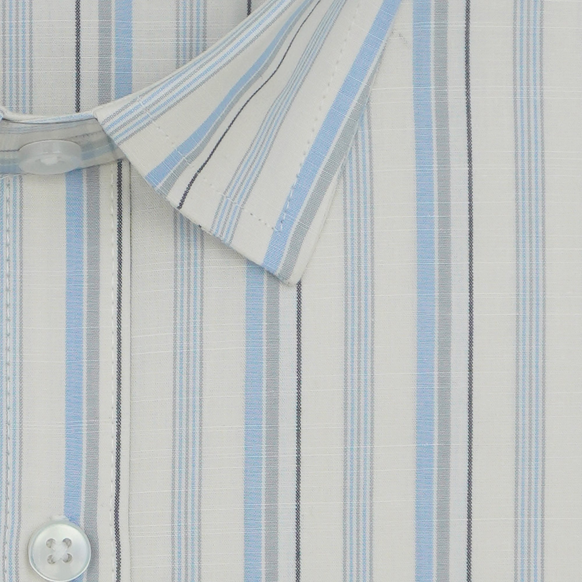 Men's 100% Cotton Striped Half Sleeves Shirts (Blue)