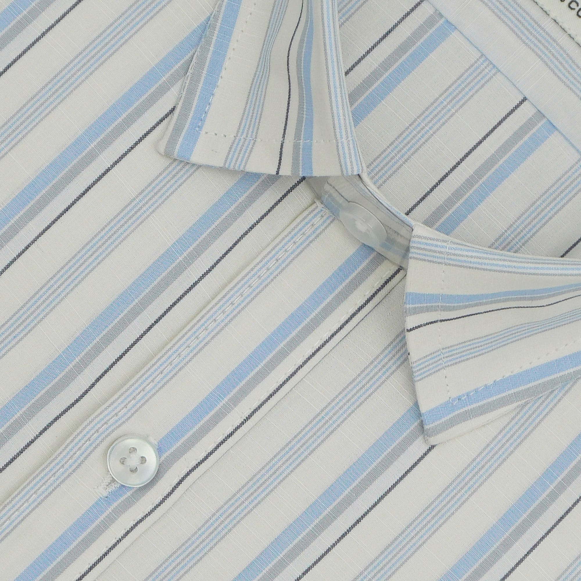 Men's 100% Cotton Striped Half Sleeves Shirts (Blue)