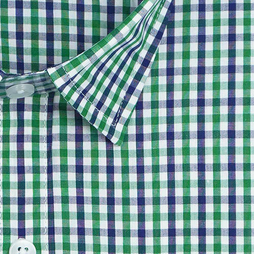 Men's 100% Cotton Small Gingham Checkered Half Sleeves Shirt (Green) FSH600418_2