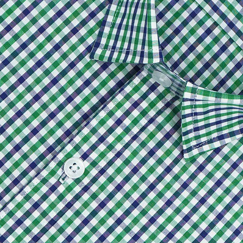 Men's 100% Cotton Small Gingham Checkered Half Sleeves Shirt (Green) FSH600418_3