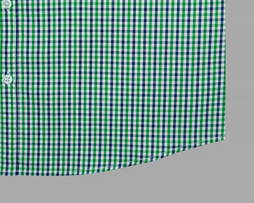Men's 100% Cotton Small Gingham Checkered Half Sleeves Shirt (Green) FSH600418_6