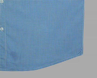 Men's 100% Cotton Small Gingham Checkered Half Sleeves Shirt (Blue) FSH600747_6
