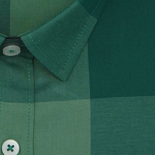 Men's 100% Cotton Big / Buffalo Checkered Half Sleeves Shirt (Green) FSH700418_2