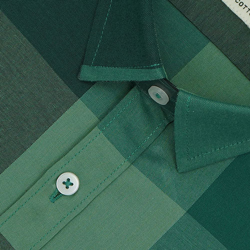 Men's 100% Cotton Big / Buffalo Checkered Half Sleeves Shirt (Green) FSH700418_3