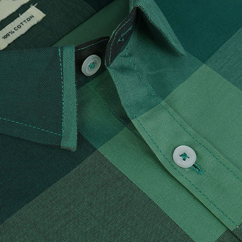 Men's 100% Cotton Big / Buffalo Checkered Half Sleeves Shirt (Green) FSH700418_4