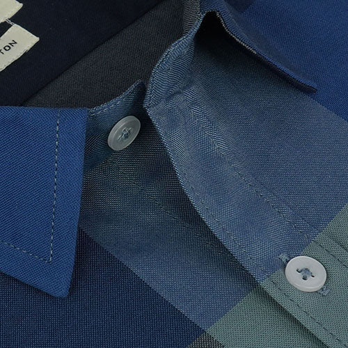 Men's 100% Cotton Big / Buffalo Checks Half Sleeves Shirt (Blue) FSH700447_4